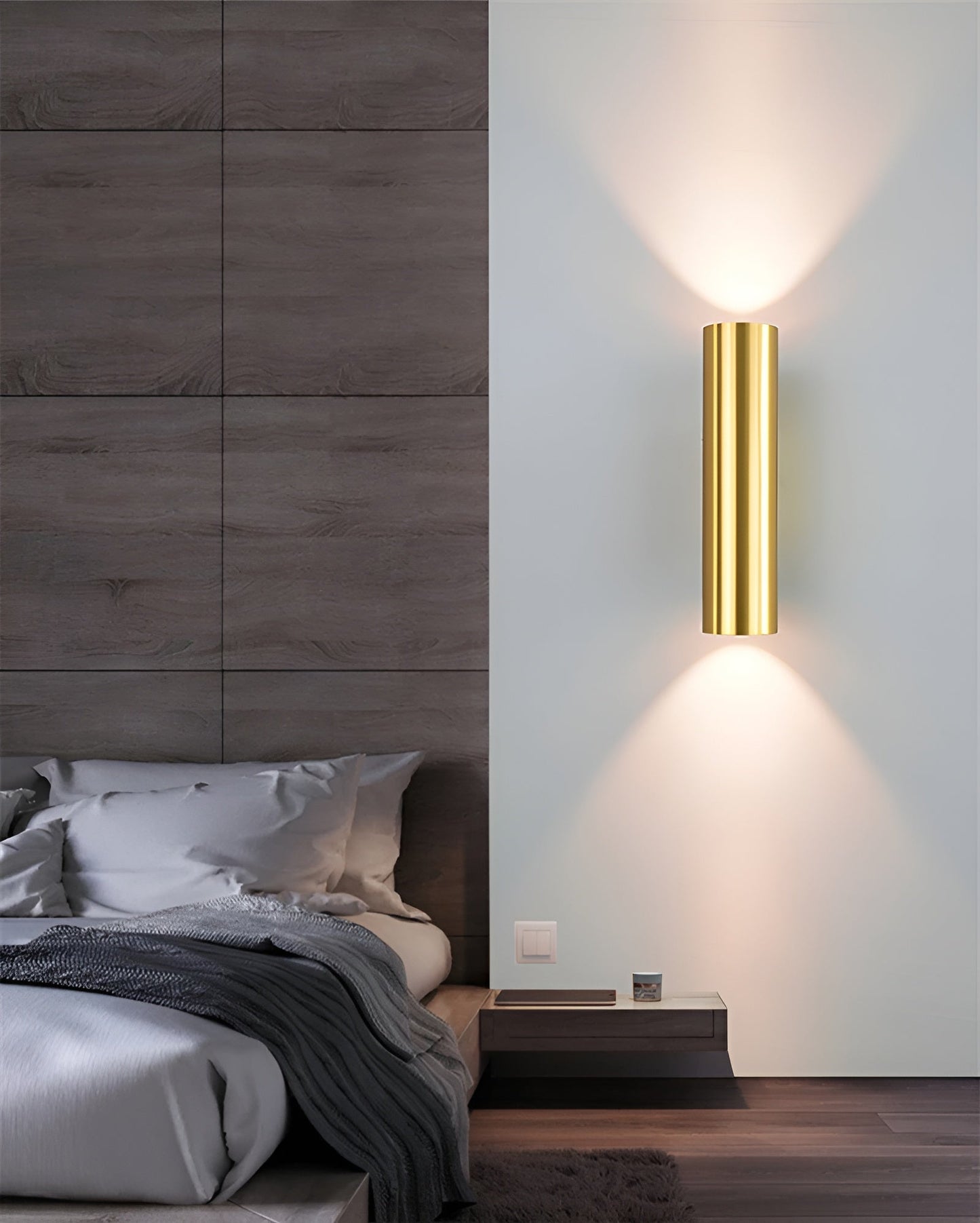 GeminiGlow – Gouden wandlamp met cilindrisch ontwerp LED