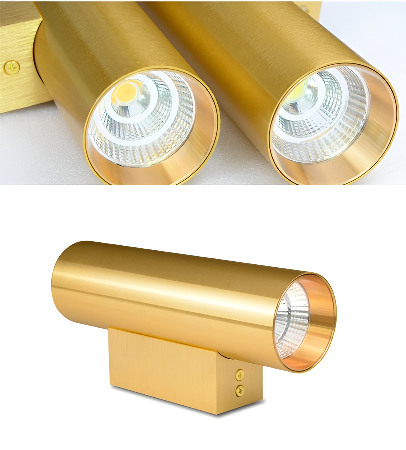 GeminiGlow – Gouden wandlamp met cilindrisch ontwerp LED
