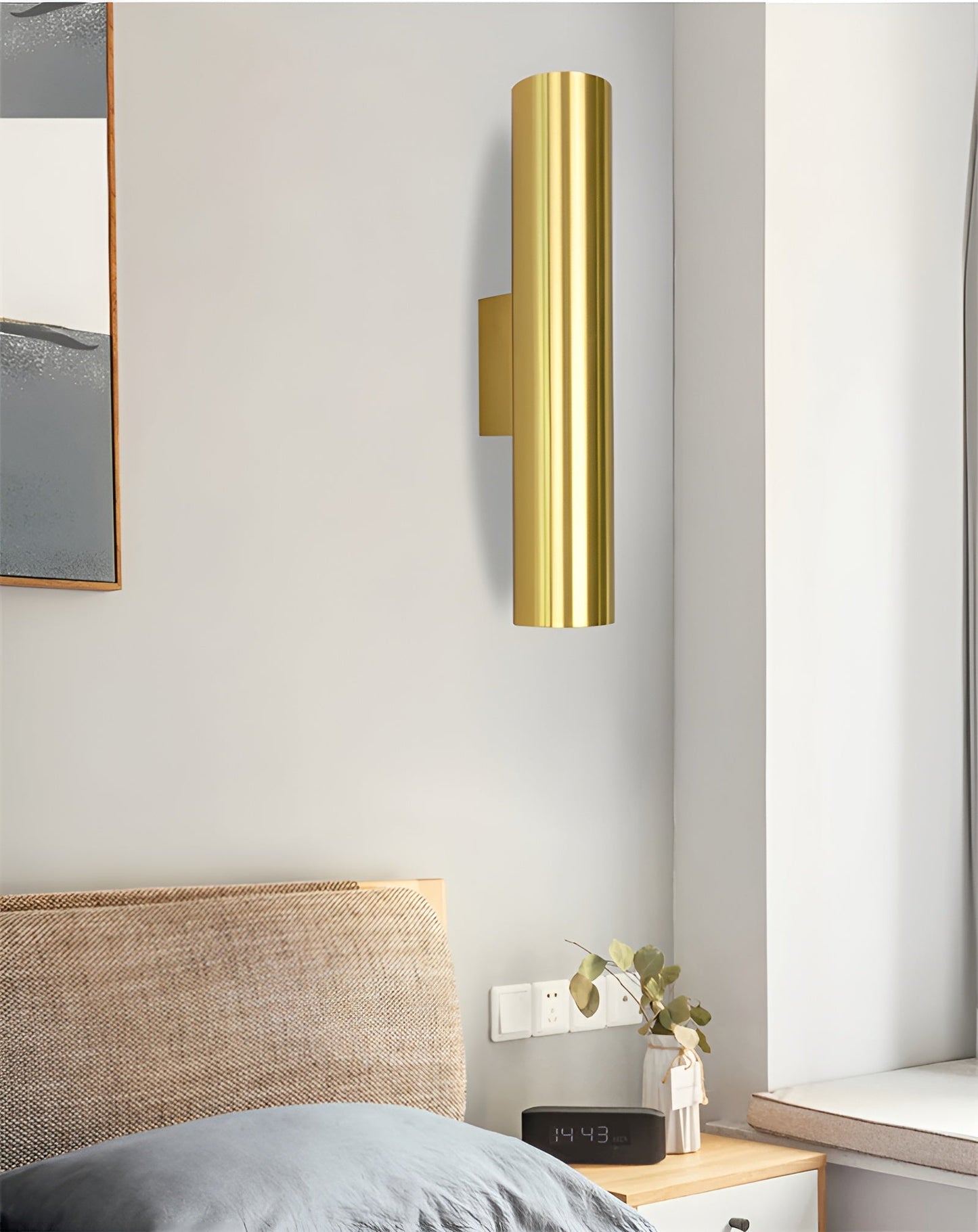 GeminiGlow – Gouden wandlamp met cilindrisch ontwerp LED