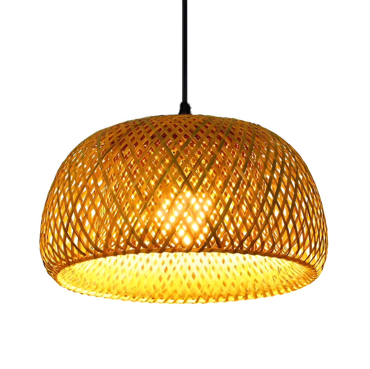 Dômea | Handgevlochten rotan en bamboe hanglamp Dôme