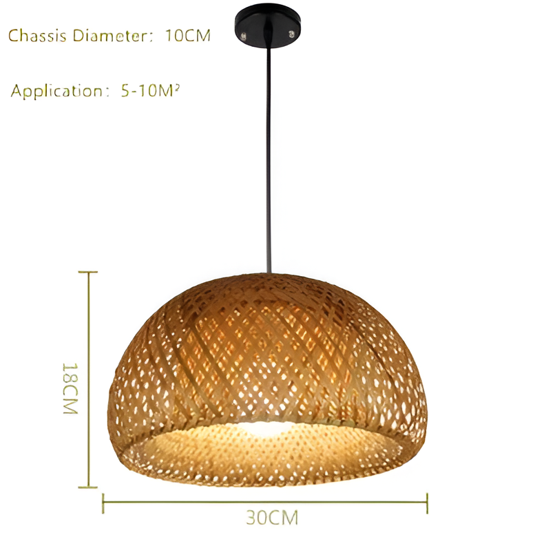 Dômea | Handgevlochten rotan en bamboe hanglamp Dôme