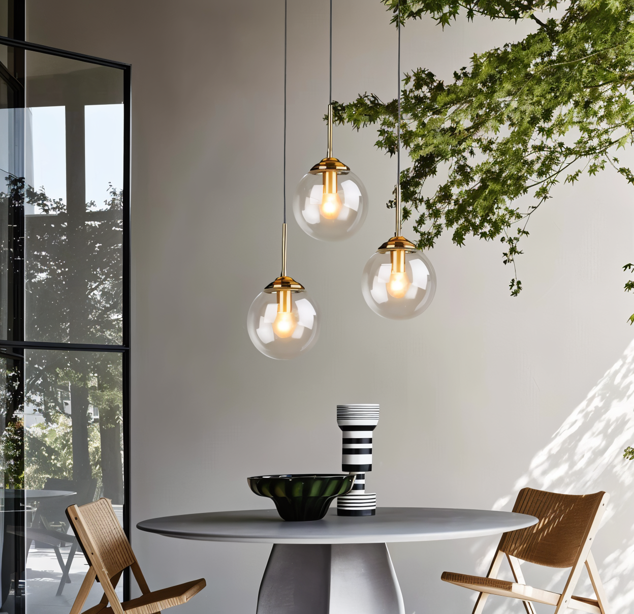 Skymora | Noordse glazen steen ophanging – E14 fitting