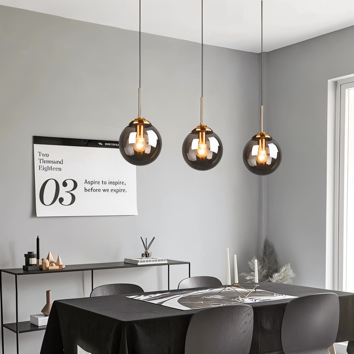 Skymora | Noordse glazen steen ophanging – E14 fitting