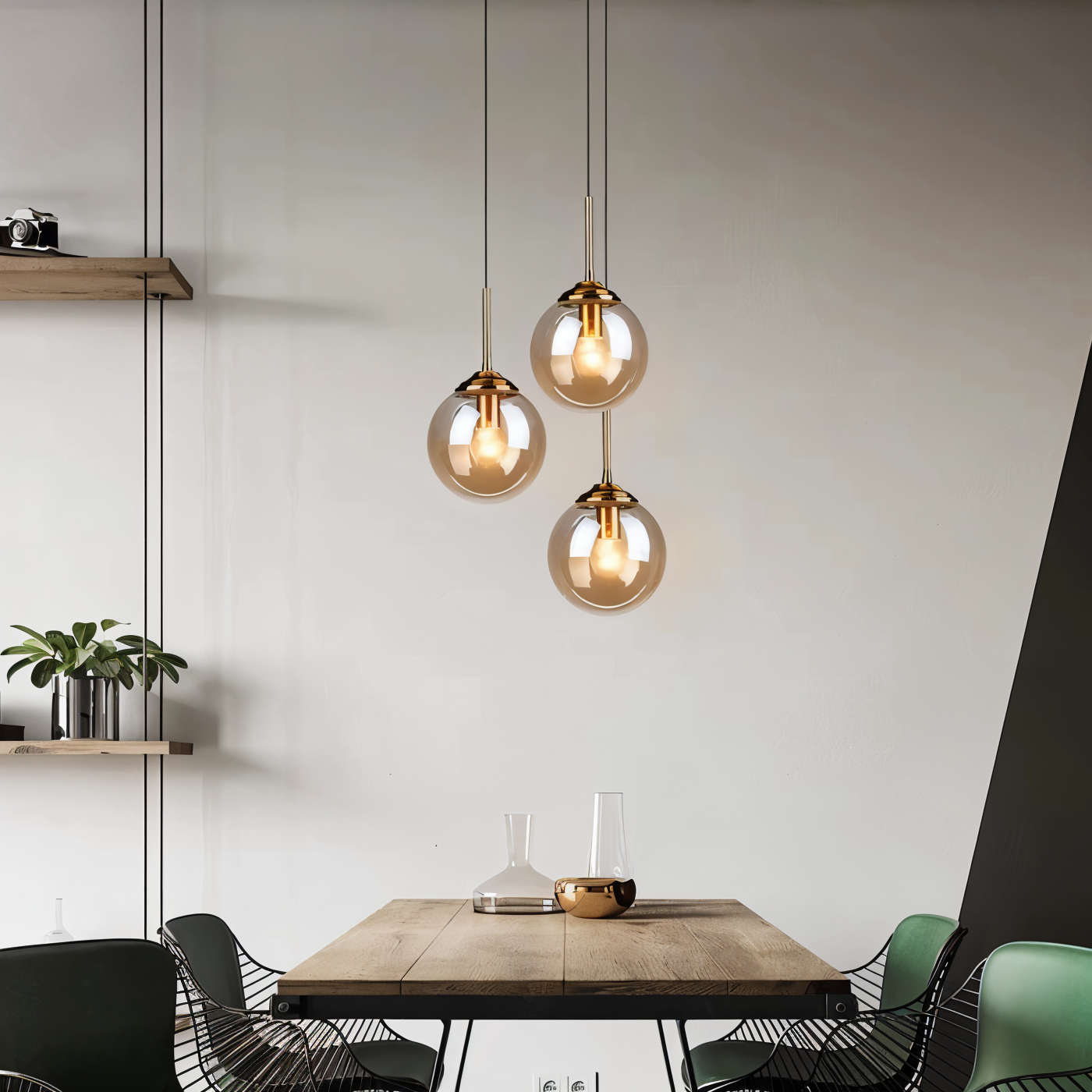 Skymora | Noordse glazen steen ophanging – E14 fitting
