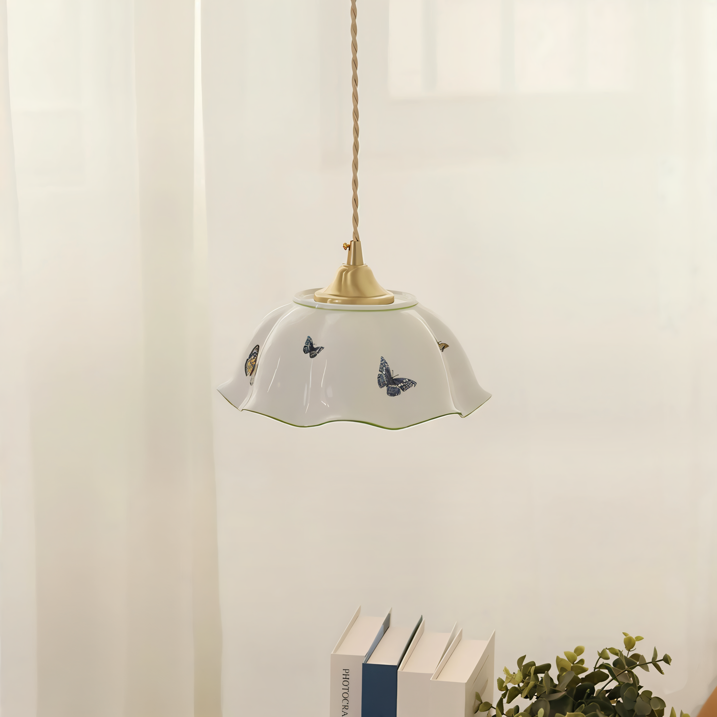 Papillona | Keramische hanglamp met gesculpteerde vlinder – Zacht LED-licht