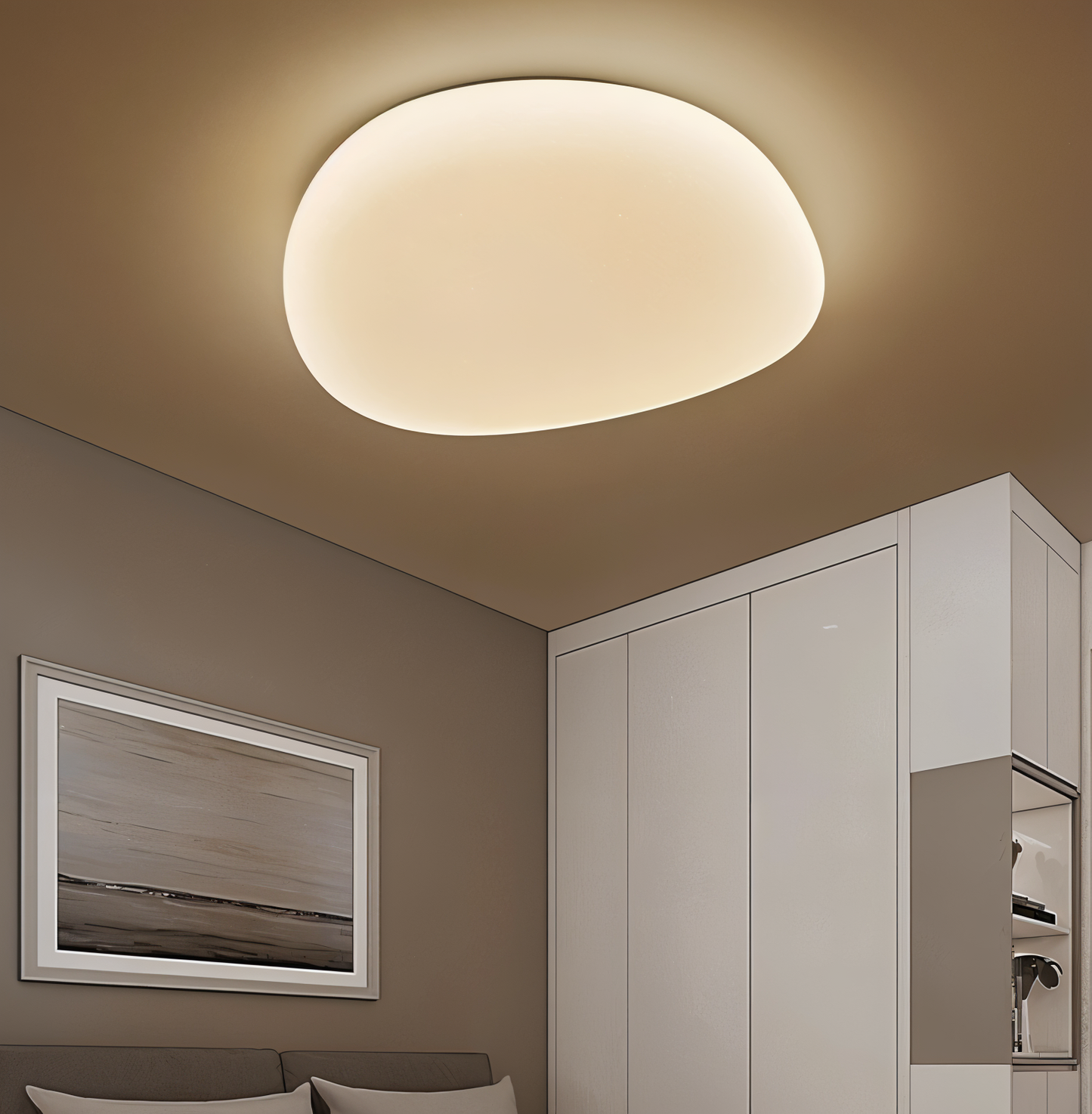 Pébluma | LED Design Plafondlamp Galet met Ingebouwde Verlichting