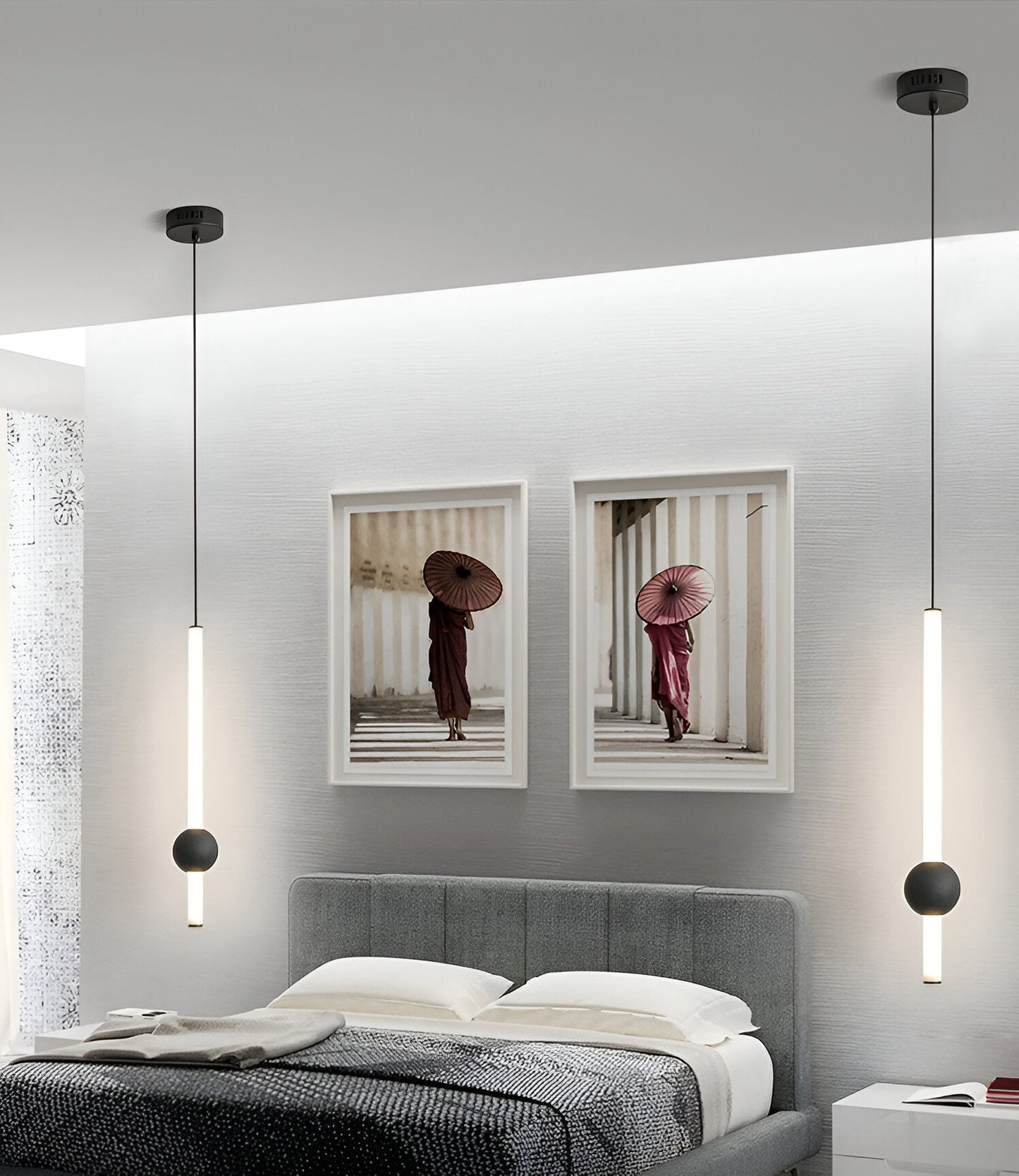 LinéaGlow | Suspension LED Cylindrique Minimaliste – Noir ou Blanc Mat