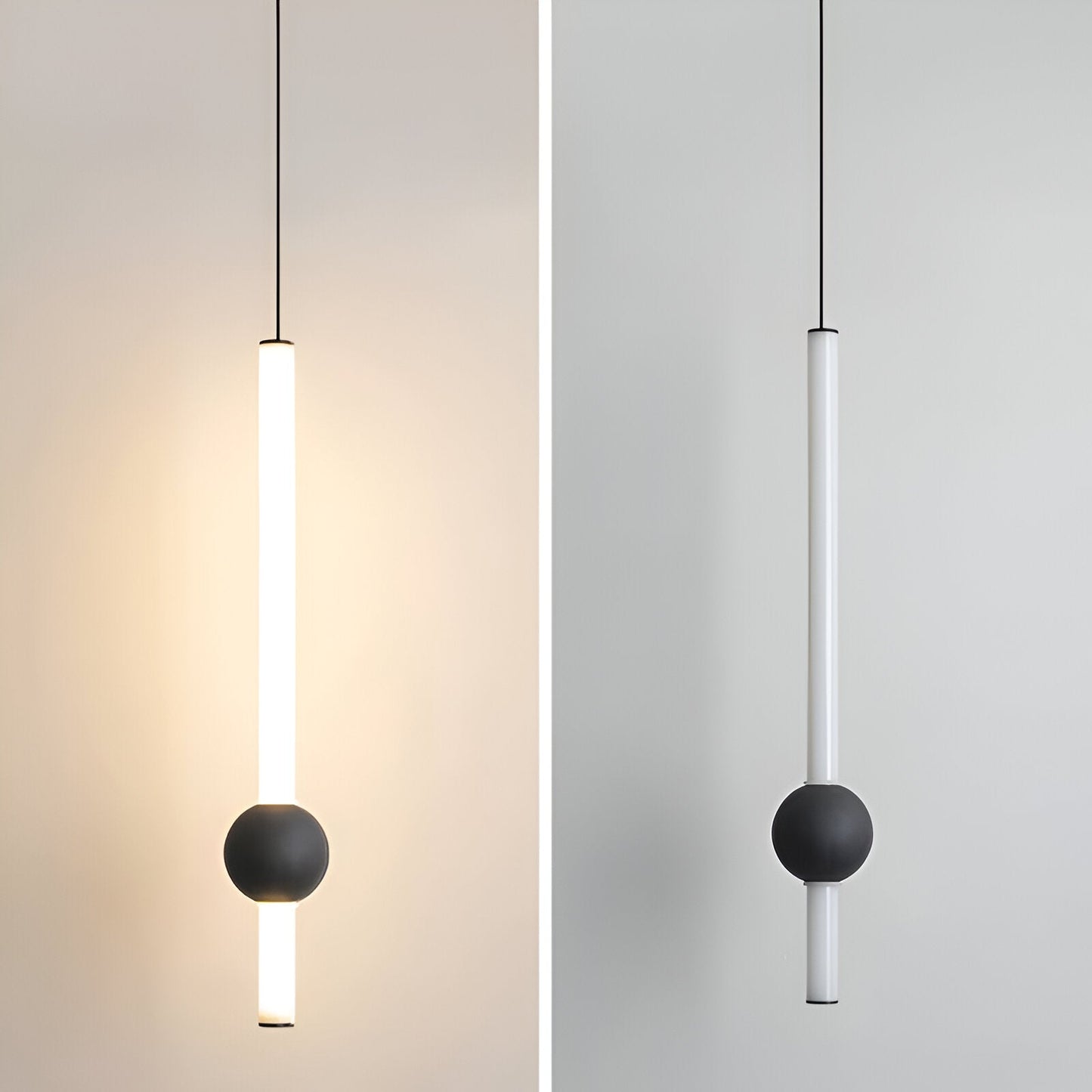 LinéaGlow | Suspension LED Cylindrique Minimaliste – Noir ou Blanc Mat