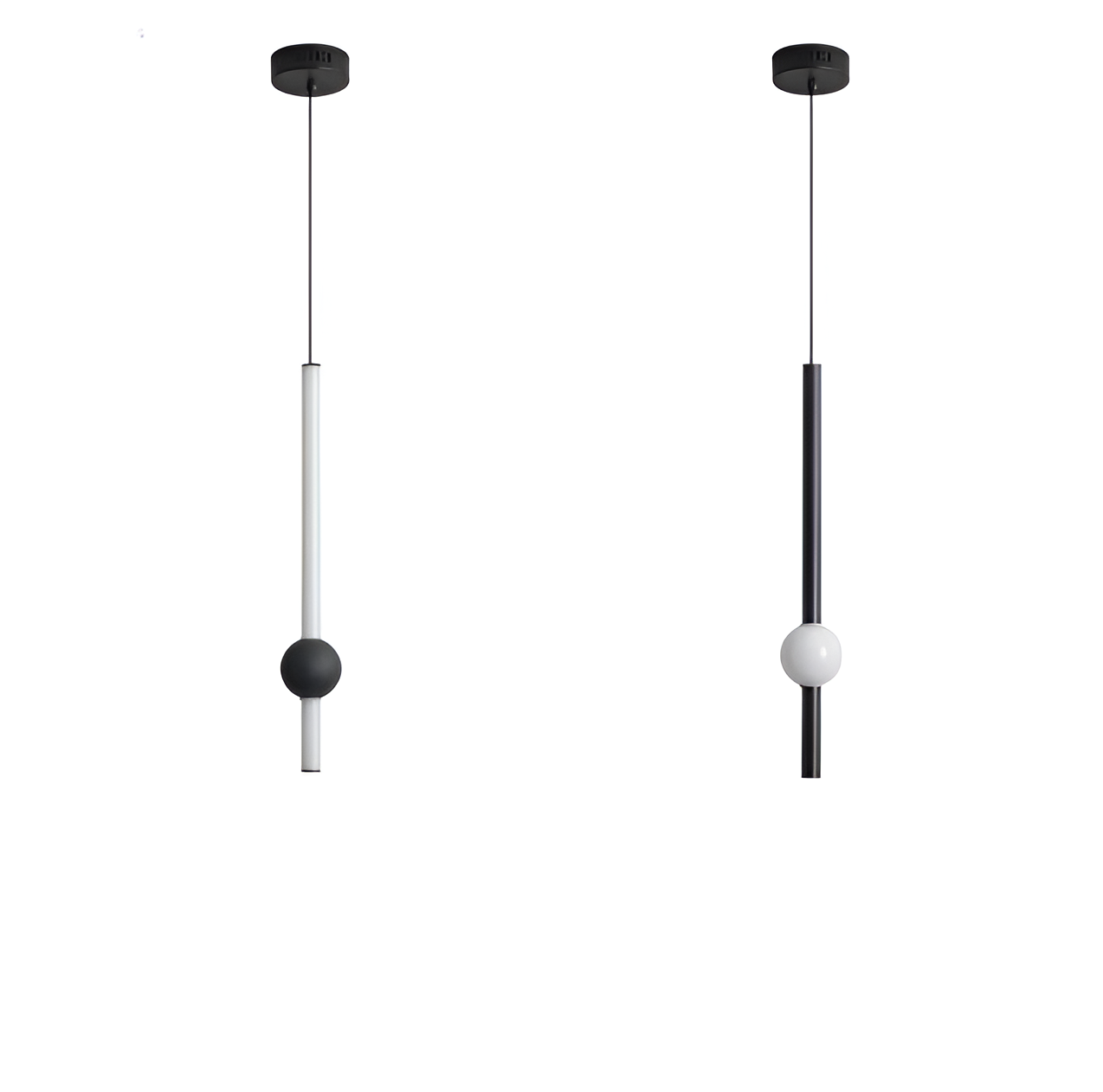 LinéaGlow | Suspension LED Cylindrique Minimaliste – Noir ou Blanc Mat