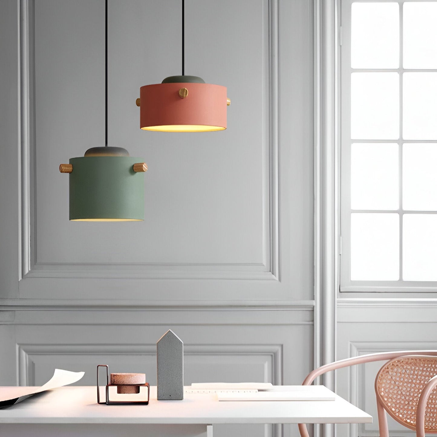 Nordylo | Suspension Cylindrique en Bois & Métal – Style Scandinave Coloré