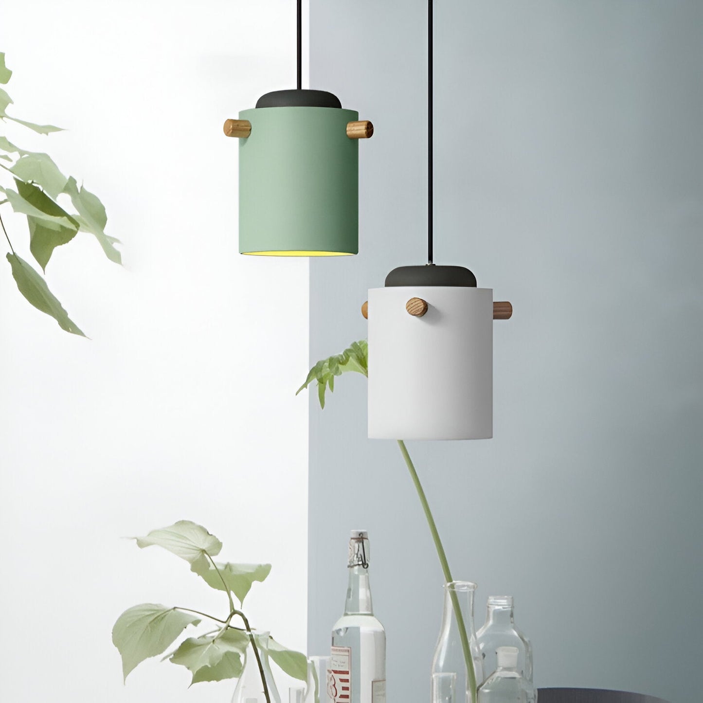 Nordylo | Suspension Cylindrique en Bois & Métal – Style Scandinave Coloré