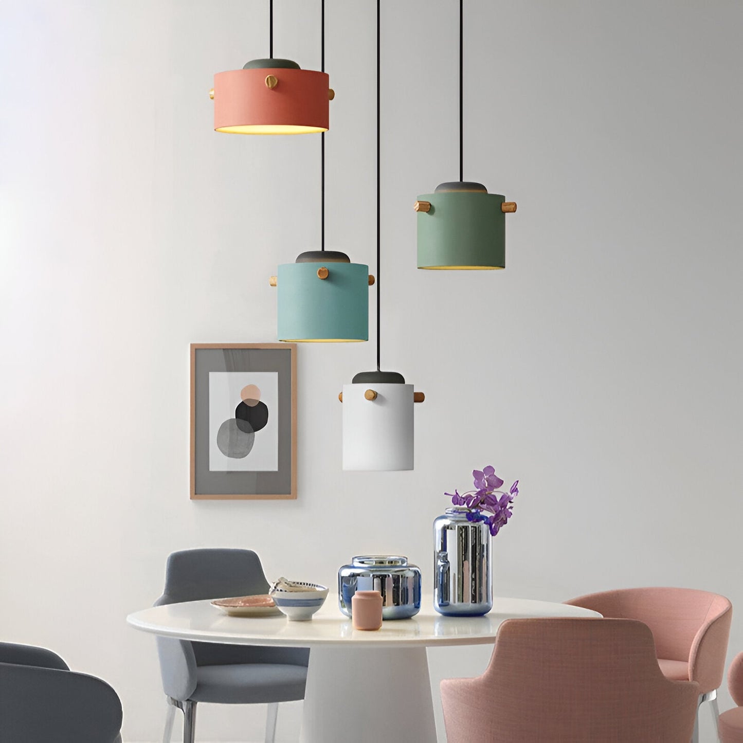 Nordylo | Suspension Cylindrique en Bois & Métal – Style Scandinave Coloré