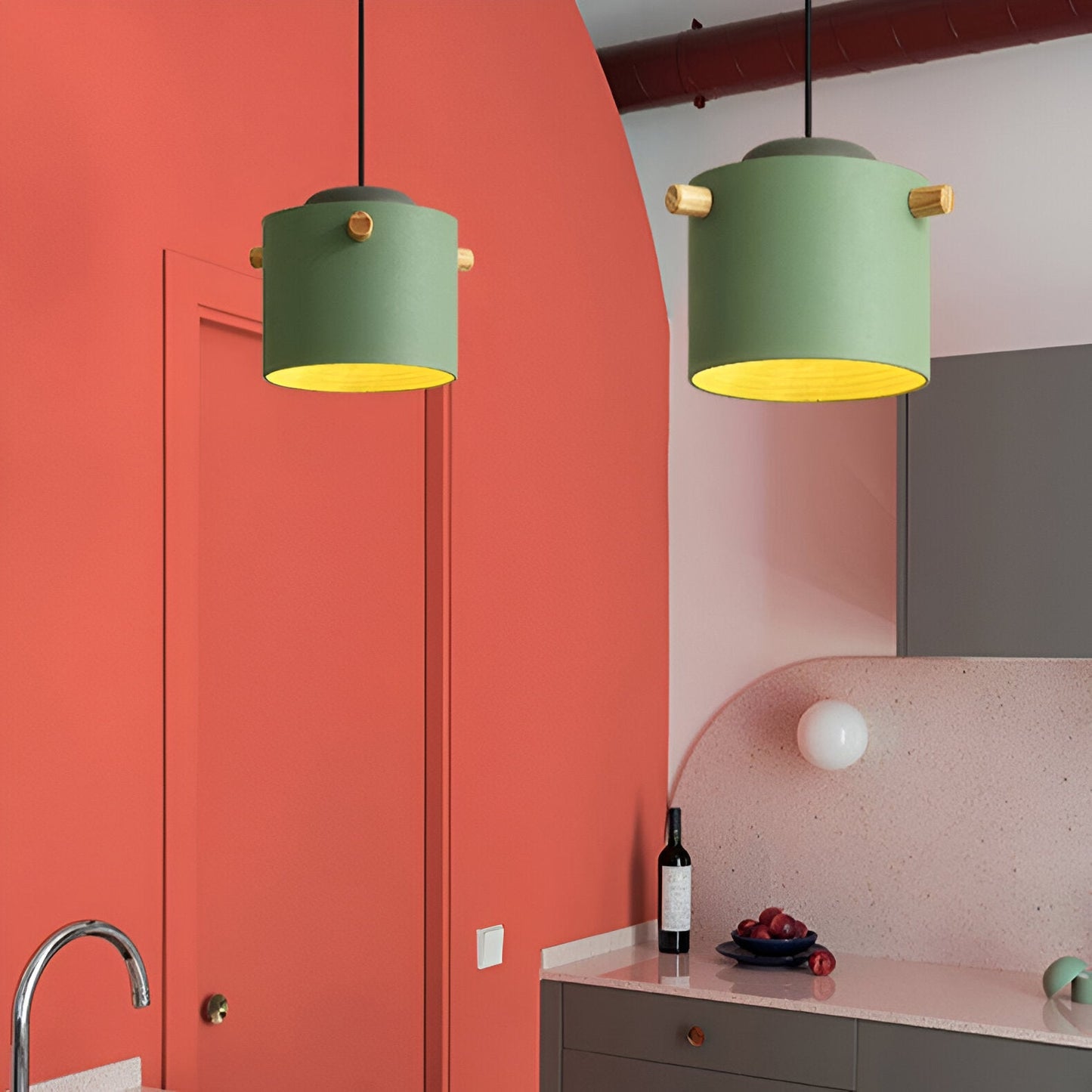 Nordylo | Suspension Cylindrique en Bois & Métal – Style Scandinave Coloré