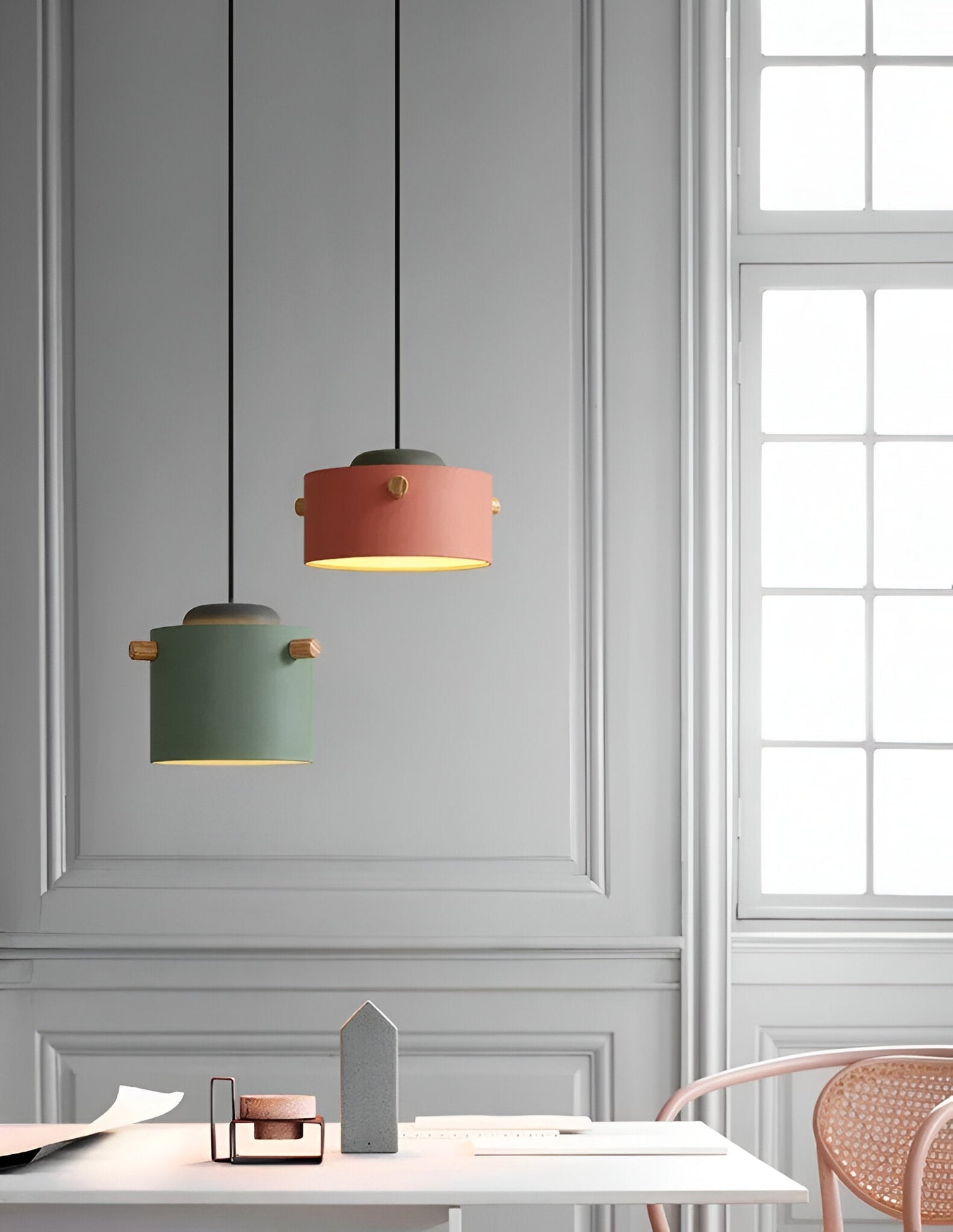 Nordylo | Suspension Cylindrique en Bois & Métal – Style Scandinave Coloré