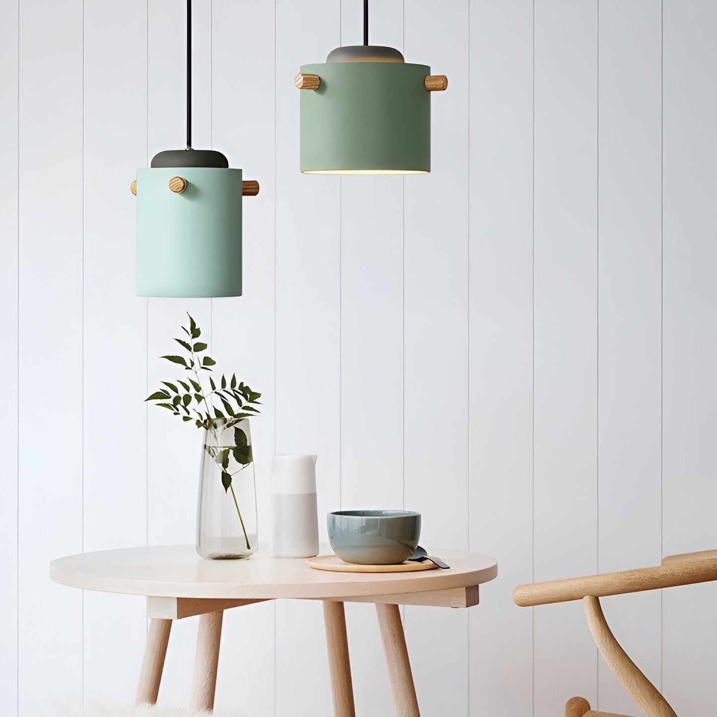 Nordylo | Suspension Cylindrique en Bois & Métal – Style Scandinave Coloré