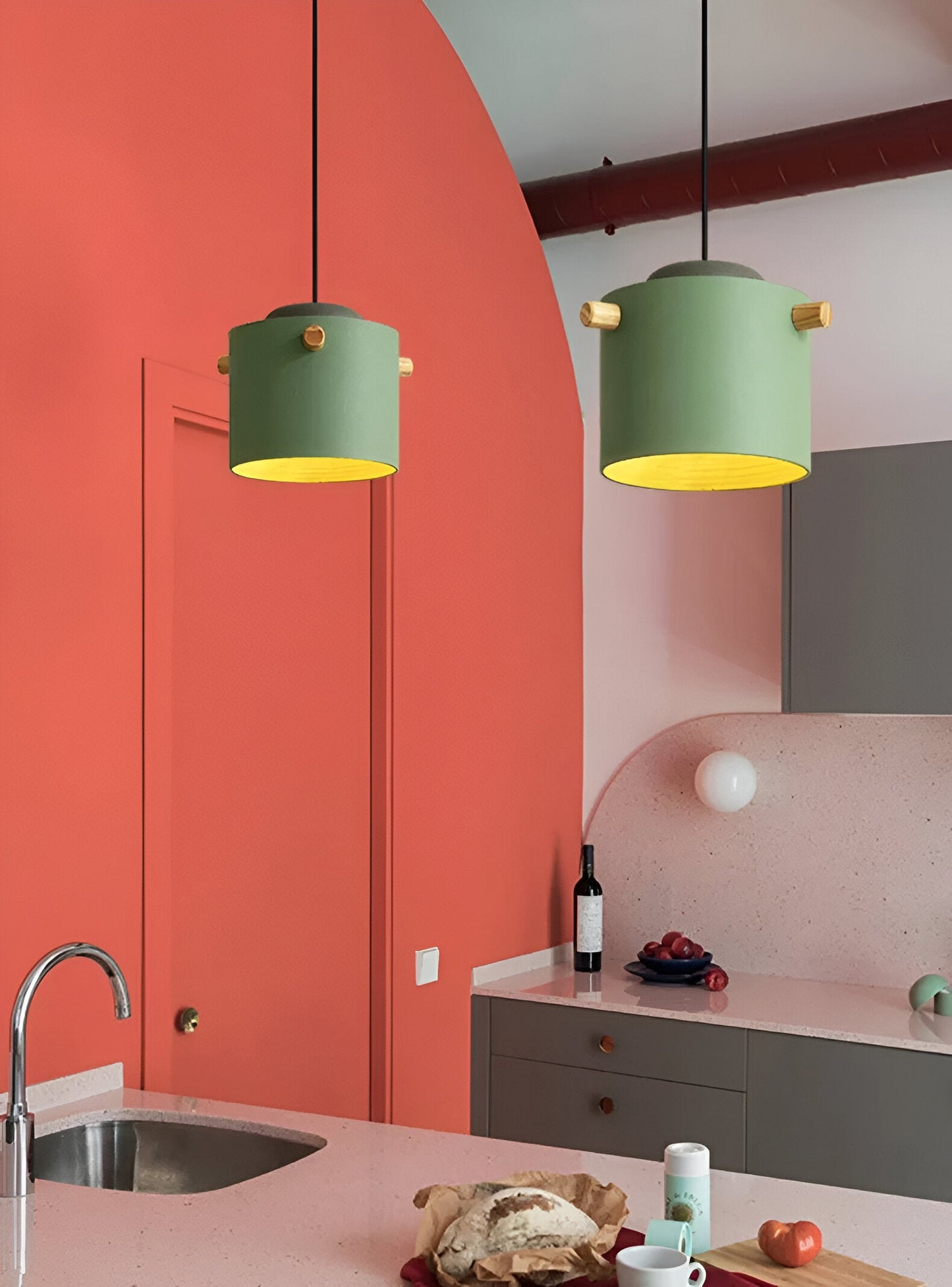 Nordylo | Suspension Cylindrique en Bois & Métal – Style Scandinave Coloré
