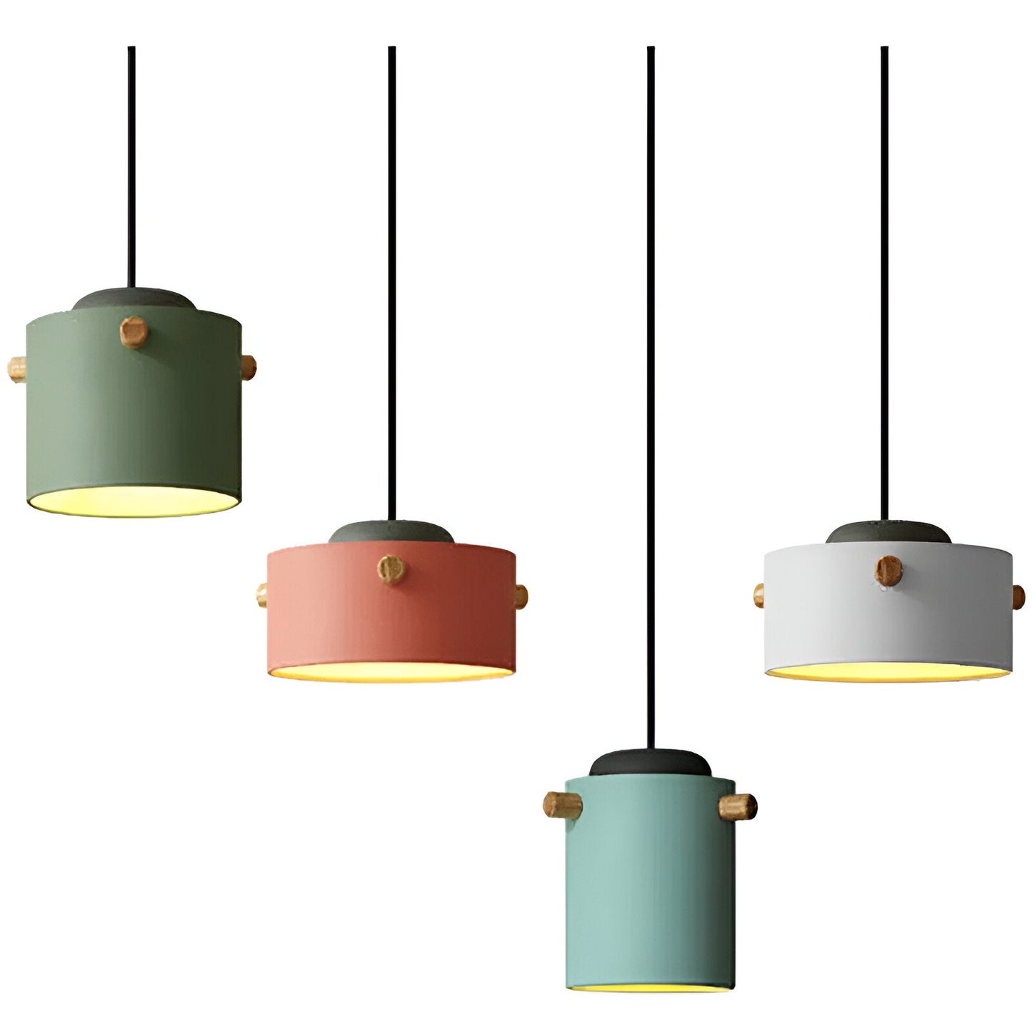 Nordylo | Suspension Cylindrique en Bois & Métal – Style Scandinave Coloré