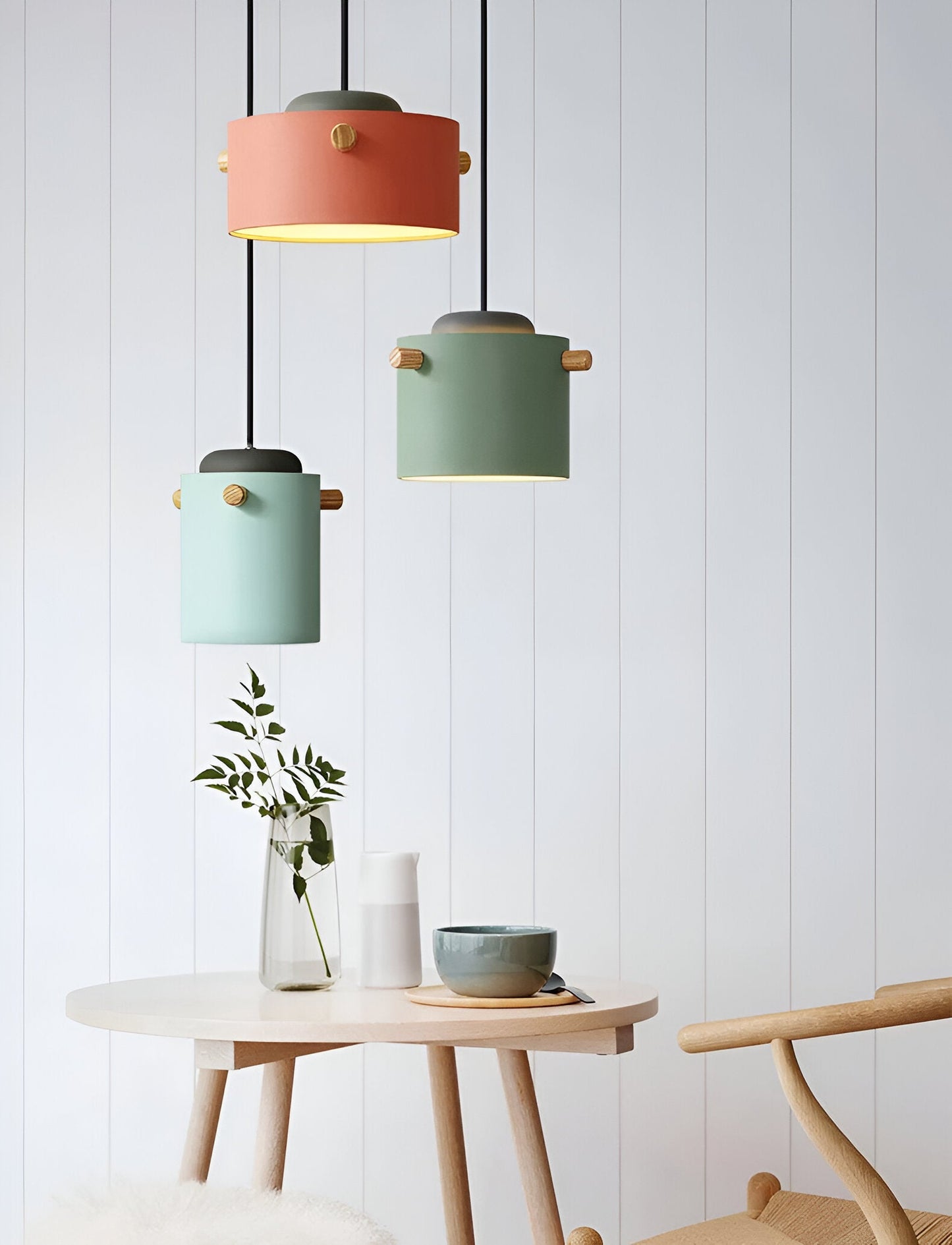 Nordylo | Suspension Cylindrique en Bois & Métal – Style Scandinave Coloré