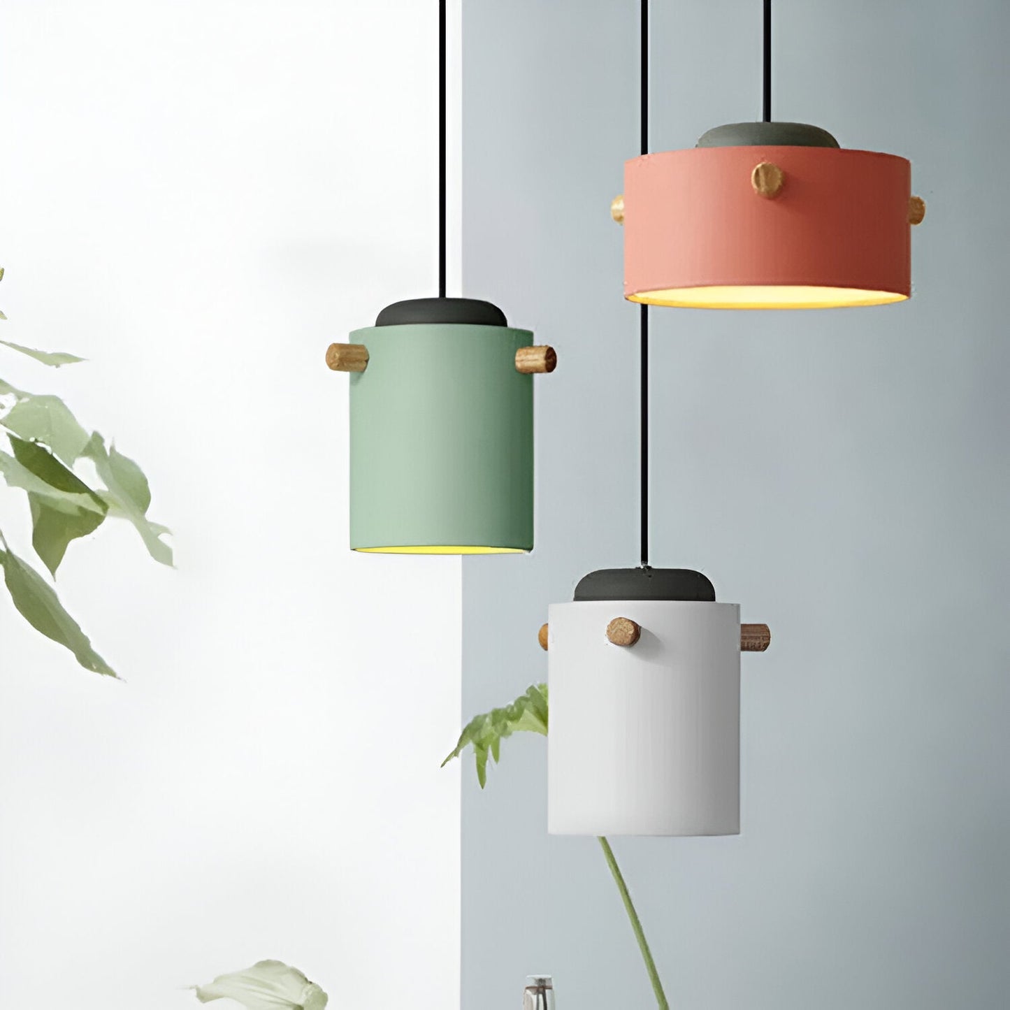 Nordylo | Suspension Cylindrique en Bois & Métal – Style Scandinave Coloré