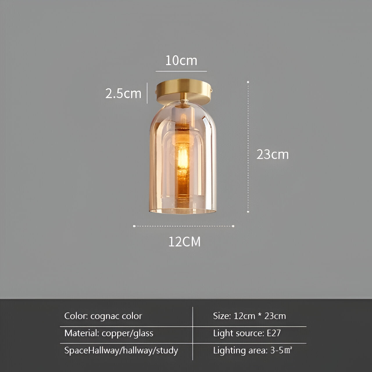Aurévola | Semi-Inbouw Plafondlamp Rond van Zwart & Goud Glas