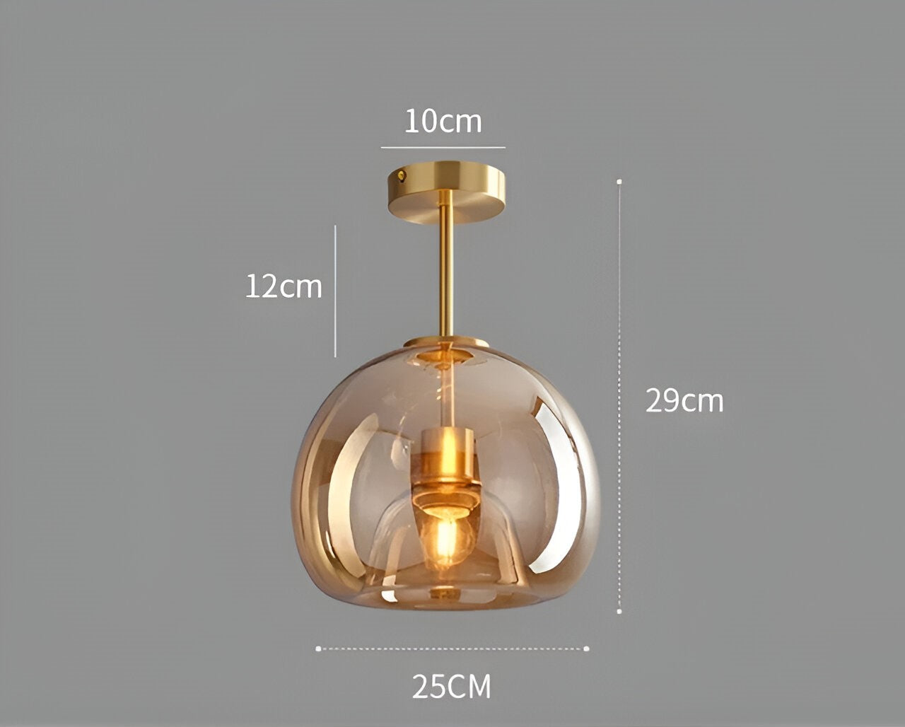 Aurévola | Semi-Inbouw Plafondlamp Rond van Zwart & Goud Glas