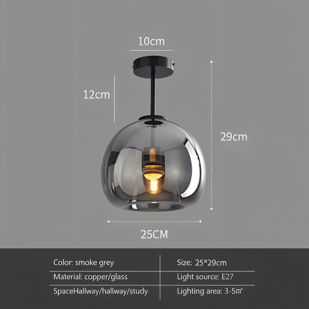 Aurévola | Semi-Inbouw Plafondlamp Rond van Zwart & Goud Glas
