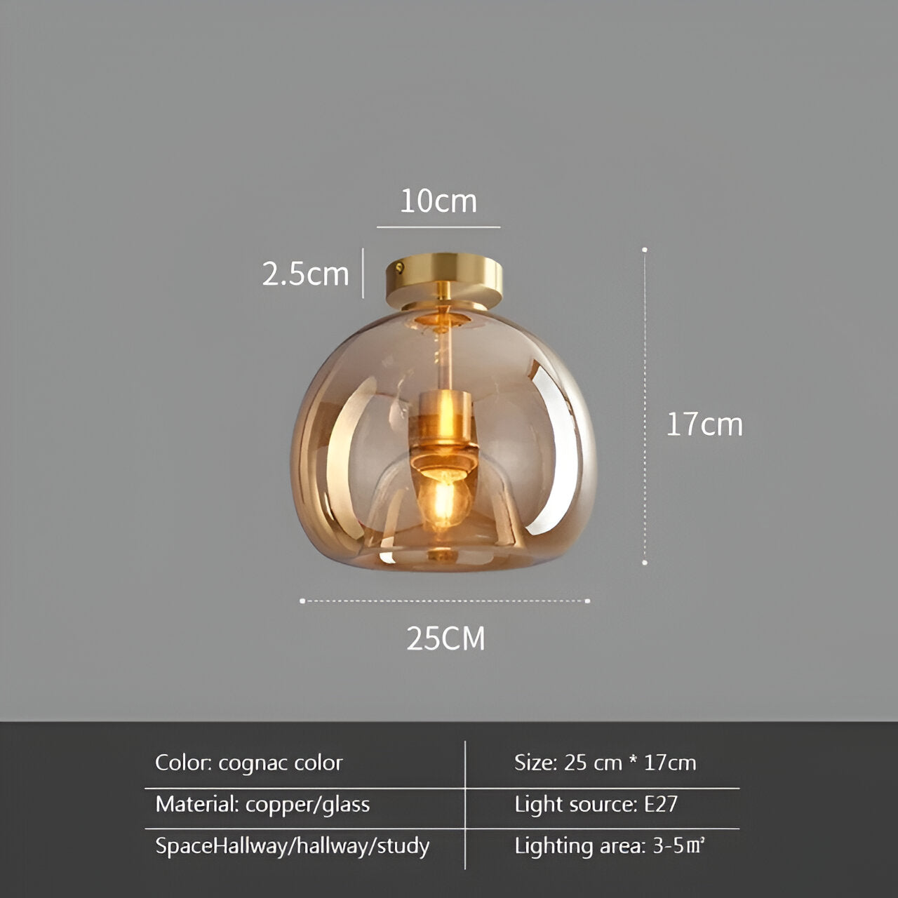 Aurévola | Semi-Inbouw Plafondlamp Rond van Zwart & Goud Glas
