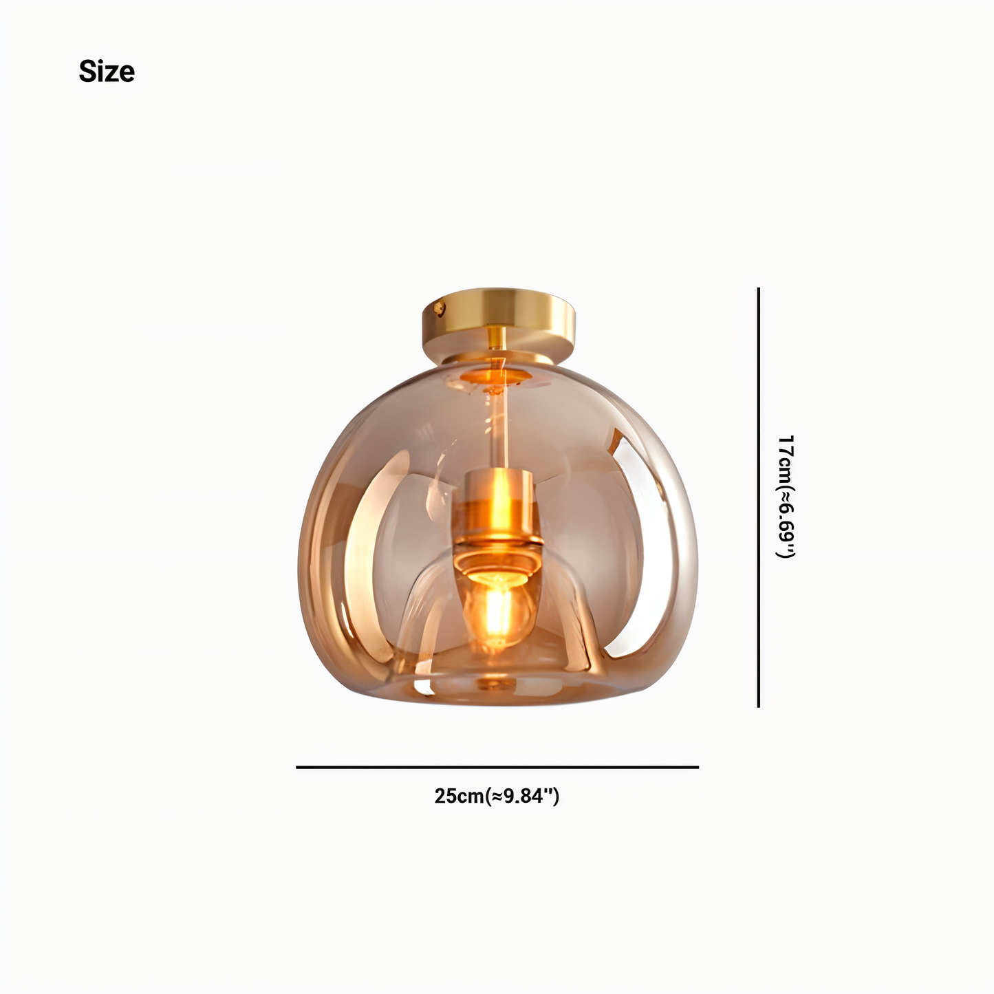 Aurévola | Semi-Inbouw Plafondlamp Rond van Zwart & Goud Glas