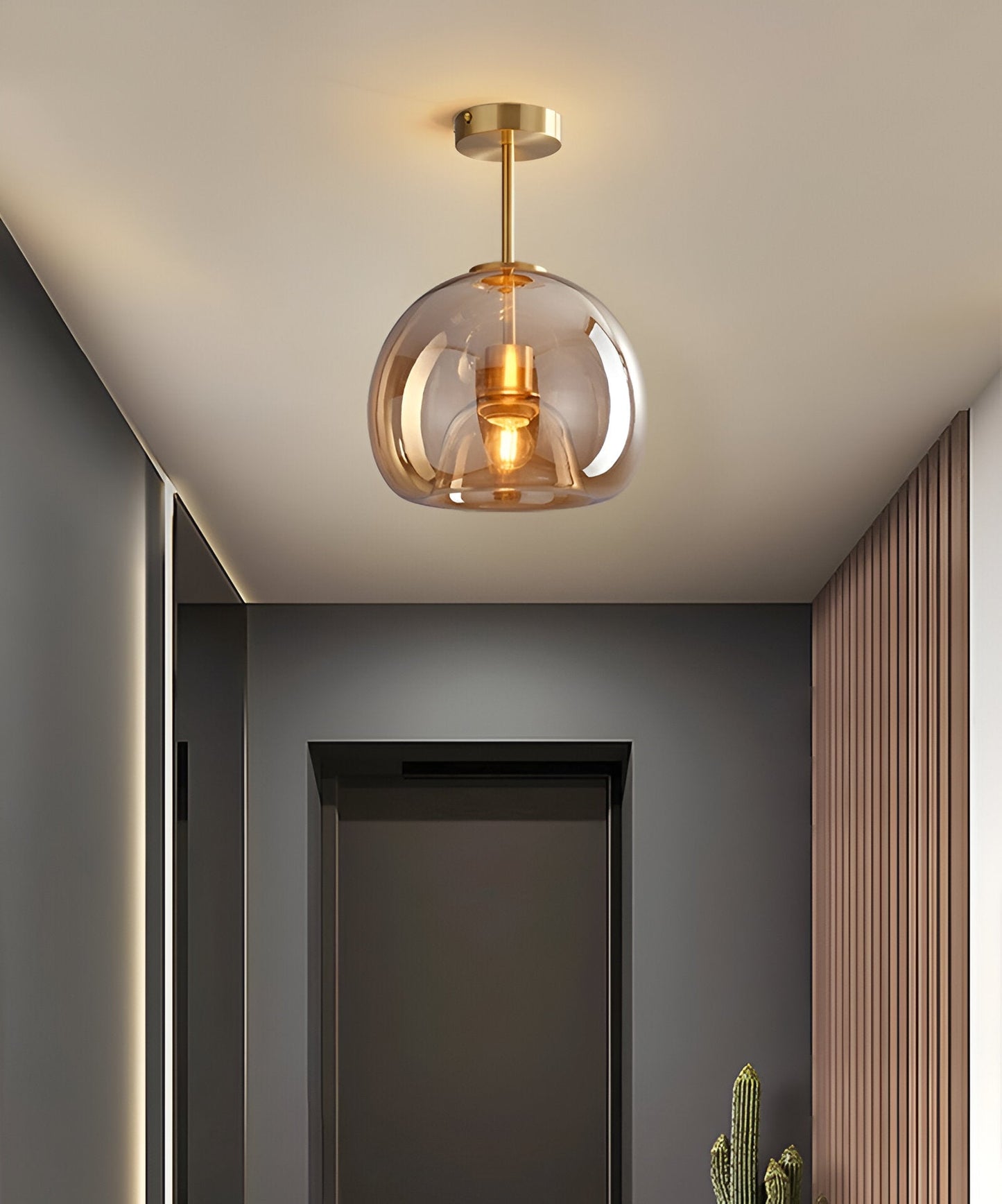 Aurévola | Semi-Inbouw Plafondlamp Rond van Zwart & Goud Glas