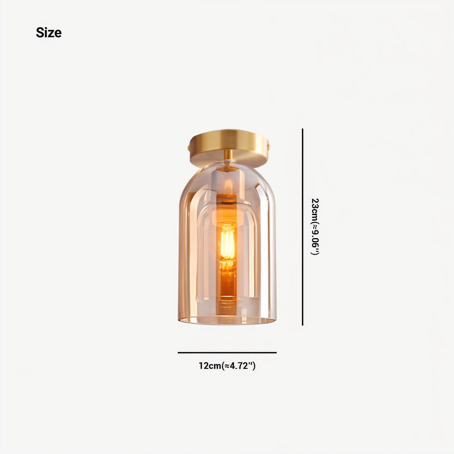 Aurévola | Semi-Inbouw Plafondlamp Rond van Zwart & Goud Glas