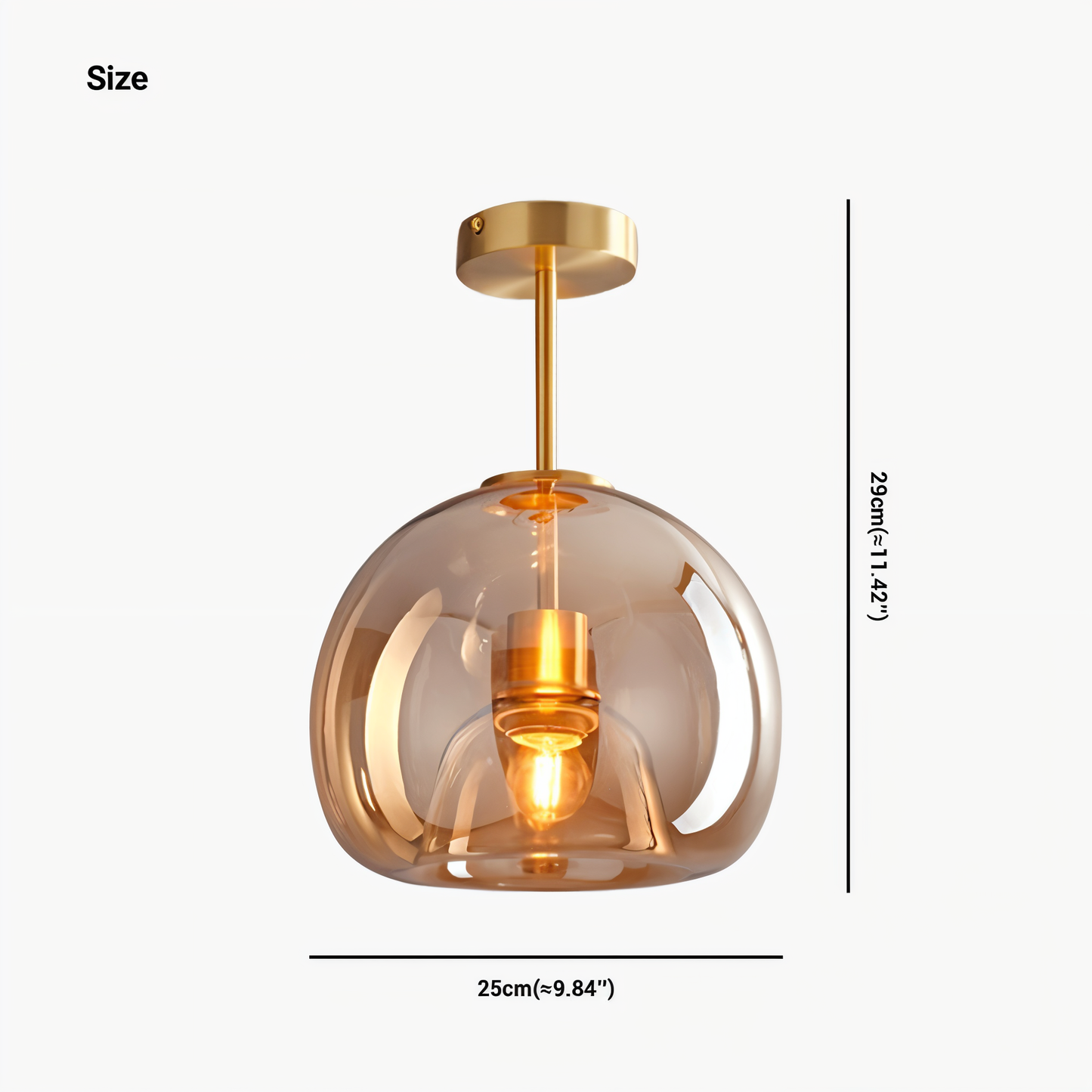 Aurévola | Semi-Inbouw Plafondlamp Rond van Zwart & Goud Glas