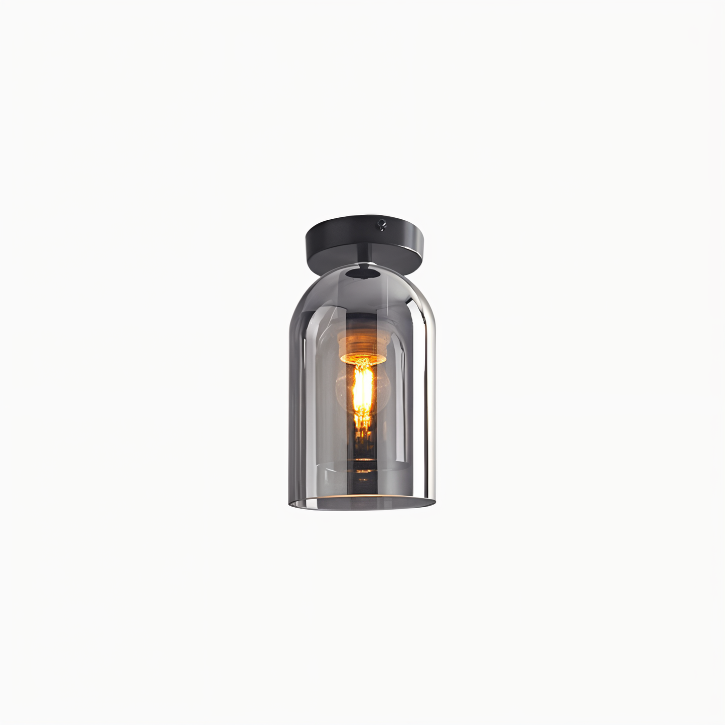Aurévola | Semi-Inbouw Plafondlamp Rond van Zwart & Goud Glas