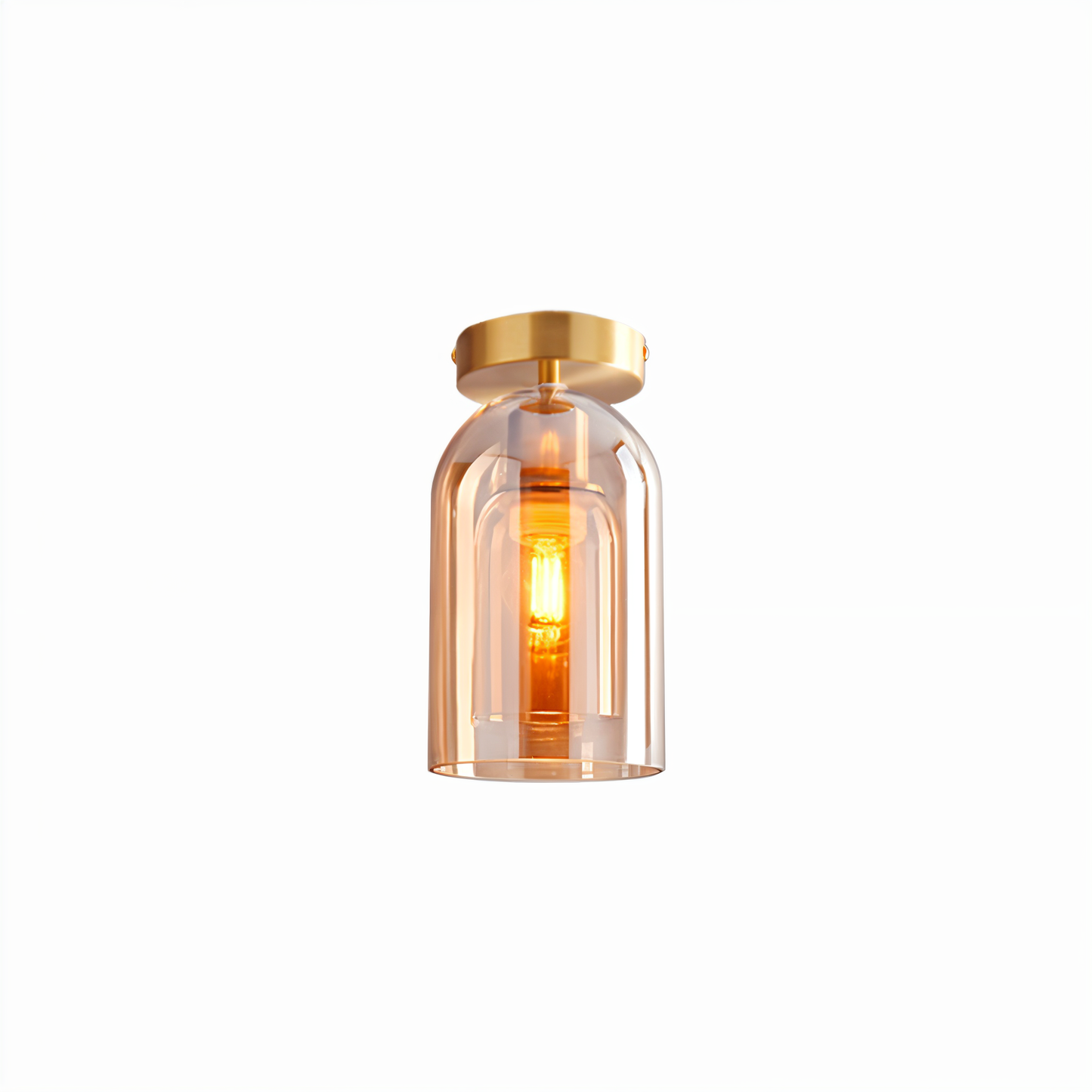 Aurévola | Semi-Inbouw Plafondlamp Rond van Zwart & Goud Glas