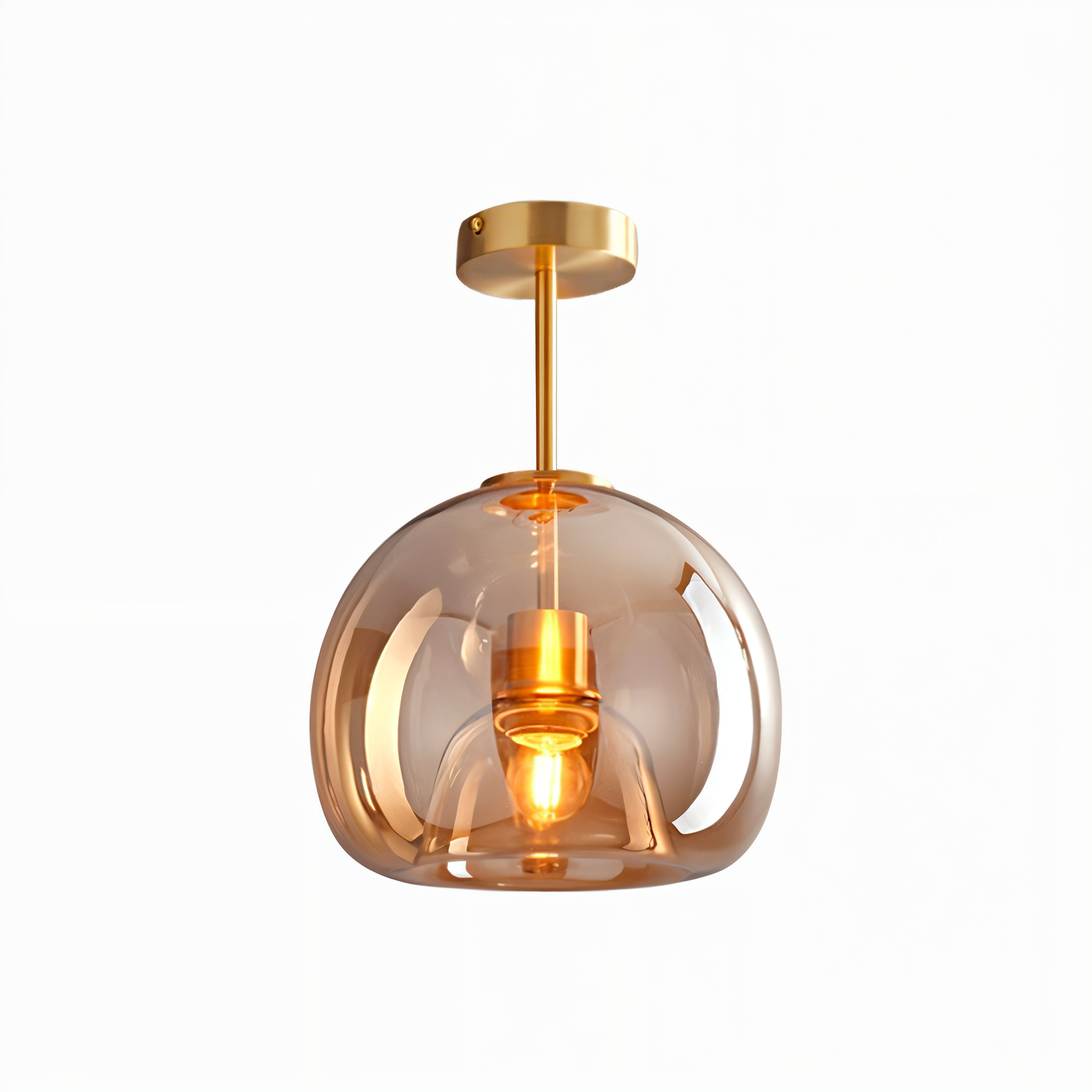 Aurévola | Semi-Inbouw Plafondlamp Rond van Zwart & Goud Glas