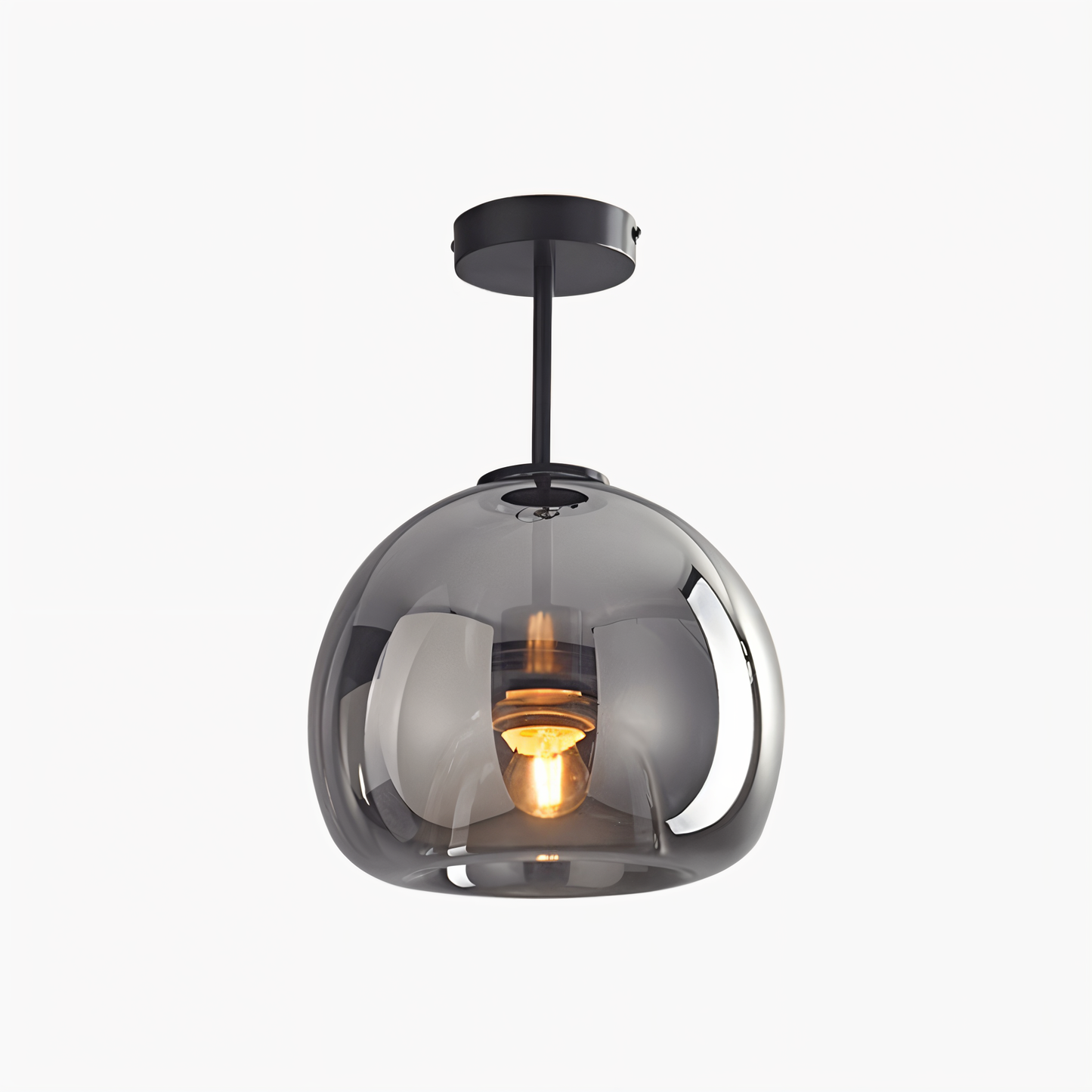 Aurévola | Semi-Inbouw Plafondlamp Rond van Zwart & Goud Glas