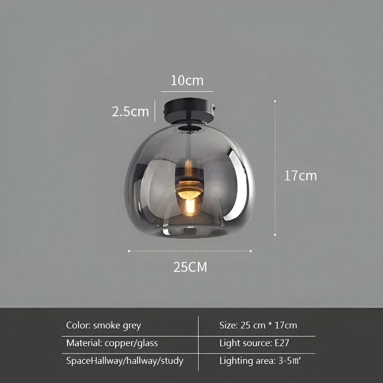 Aurévola | Semi-Inbouw Plafondlamp Rond van Zwart & Goud Glas
