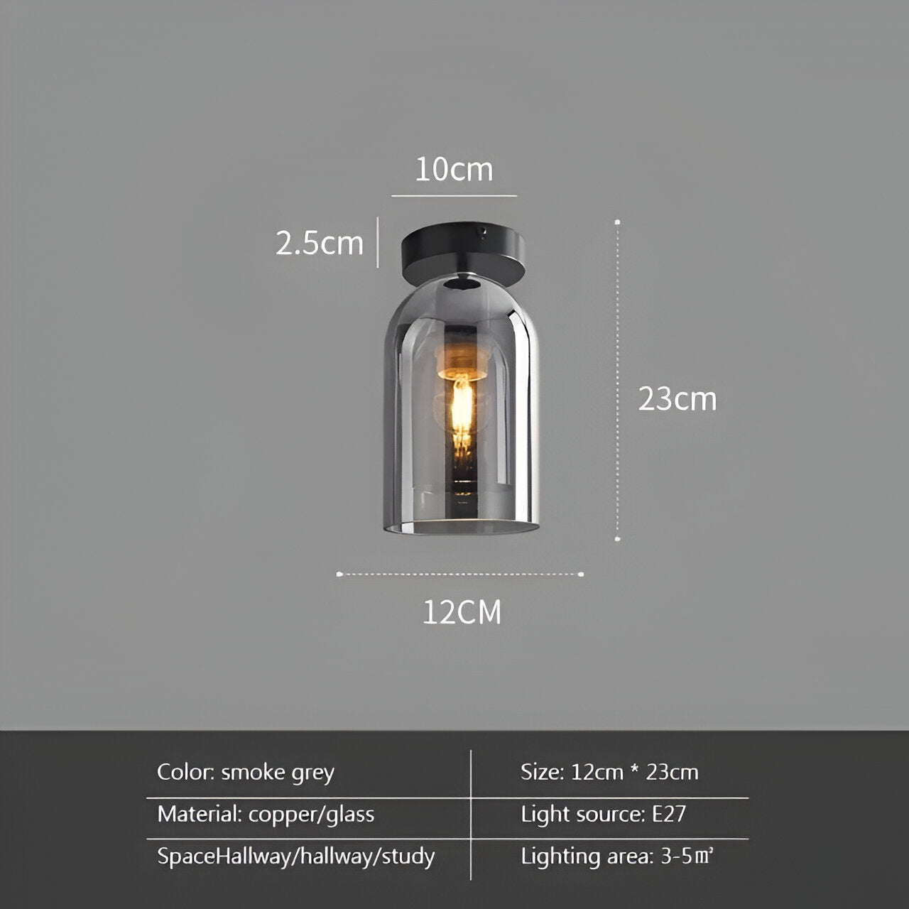Aurévola | Semi-Inbouw Plafondlamp Rond van Zwart & Goud Glas