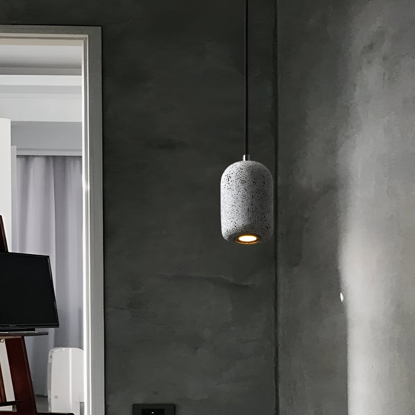 Bétonia | Noordse hanglamp van cement en glas – geïntegreerd LED-licht