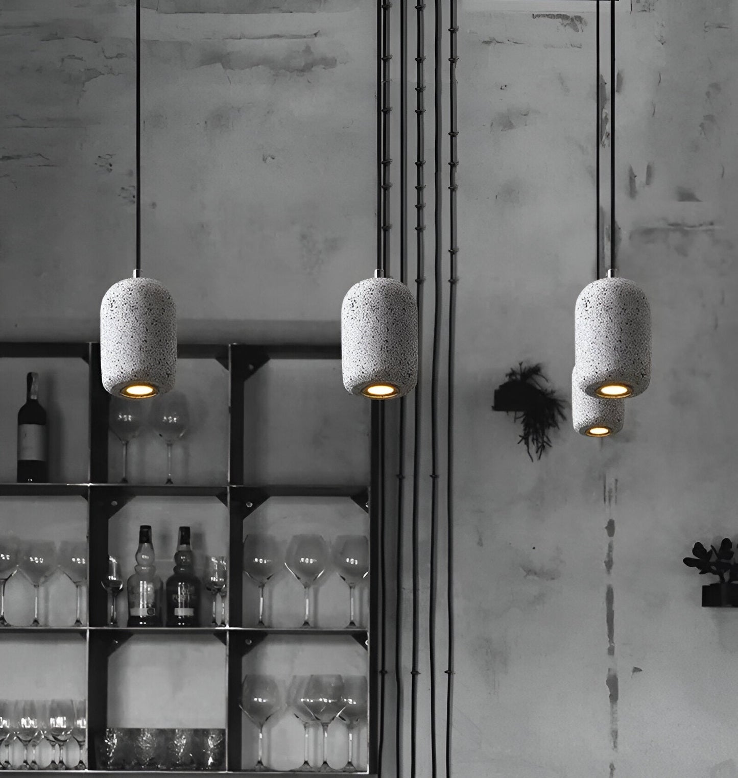 Bétonia | Noordse hanglamp van cement en glas – geïntegreerd LED-licht