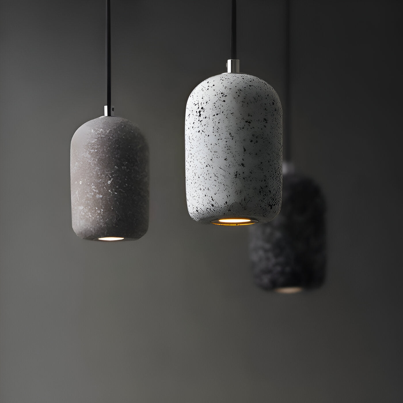 Bétonia | Noordse hanglamp van cement en glas – geïntegreerd LED-licht