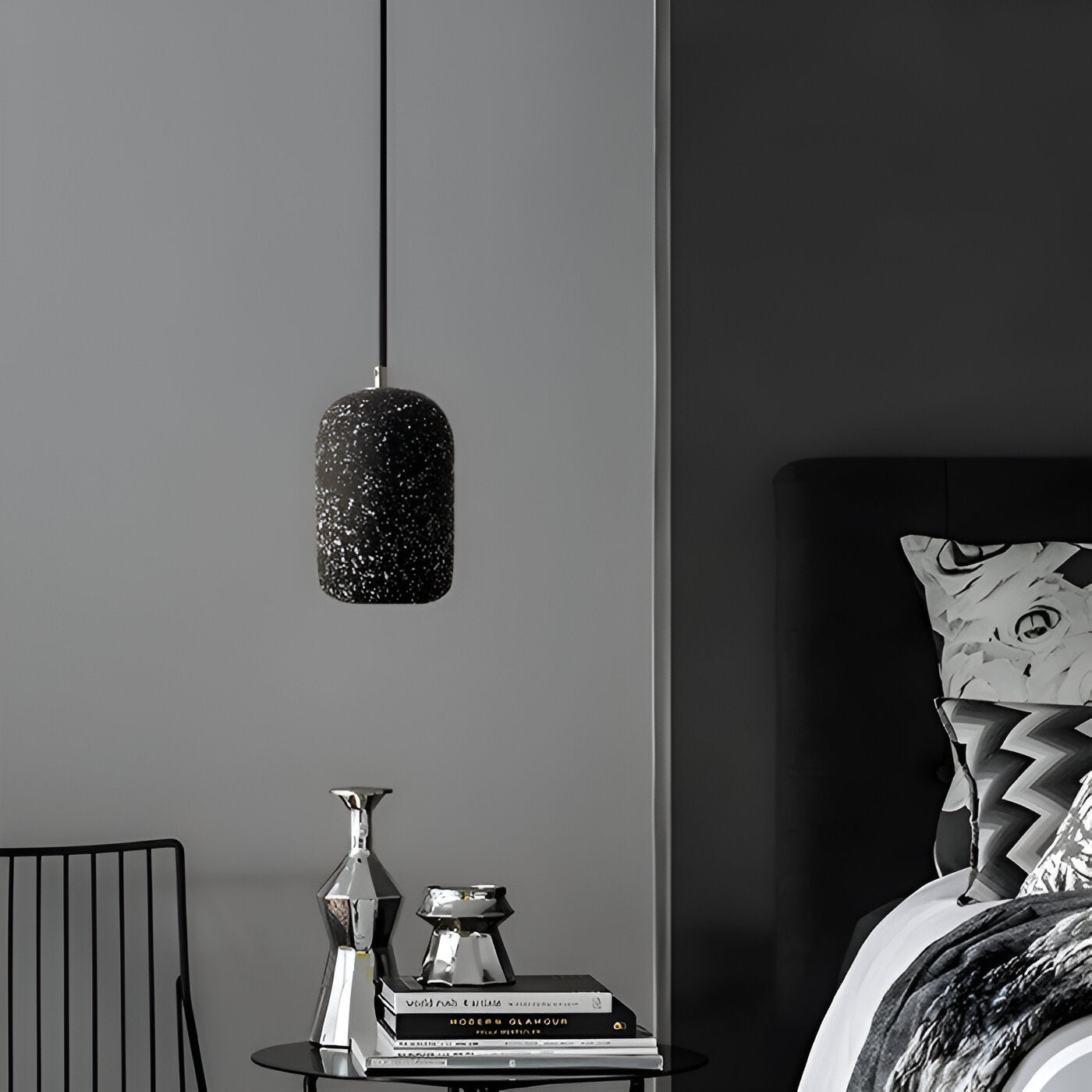 Bétonia | Noordse hanglamp van cement en glas – geïntegreerd LED-licht