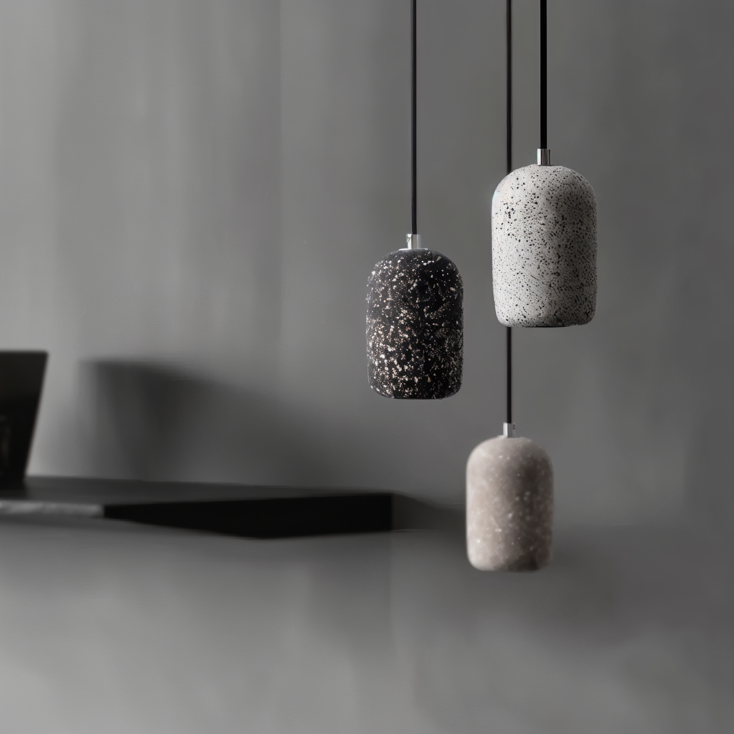 Bétonia | Noordse hanglamp van cement en glas – geïntegreerd LED-licht