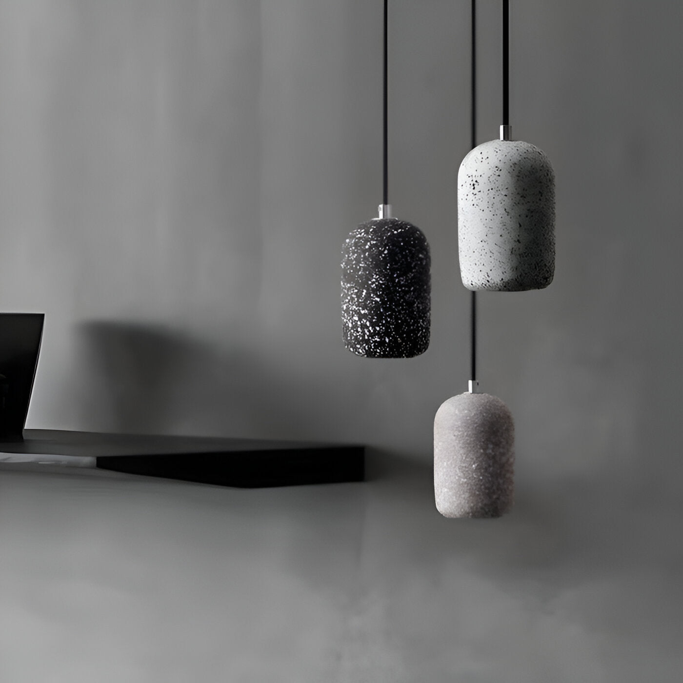Bétonia | Noordse hanglamp van cement en glas – geïntegreerd LED-licht