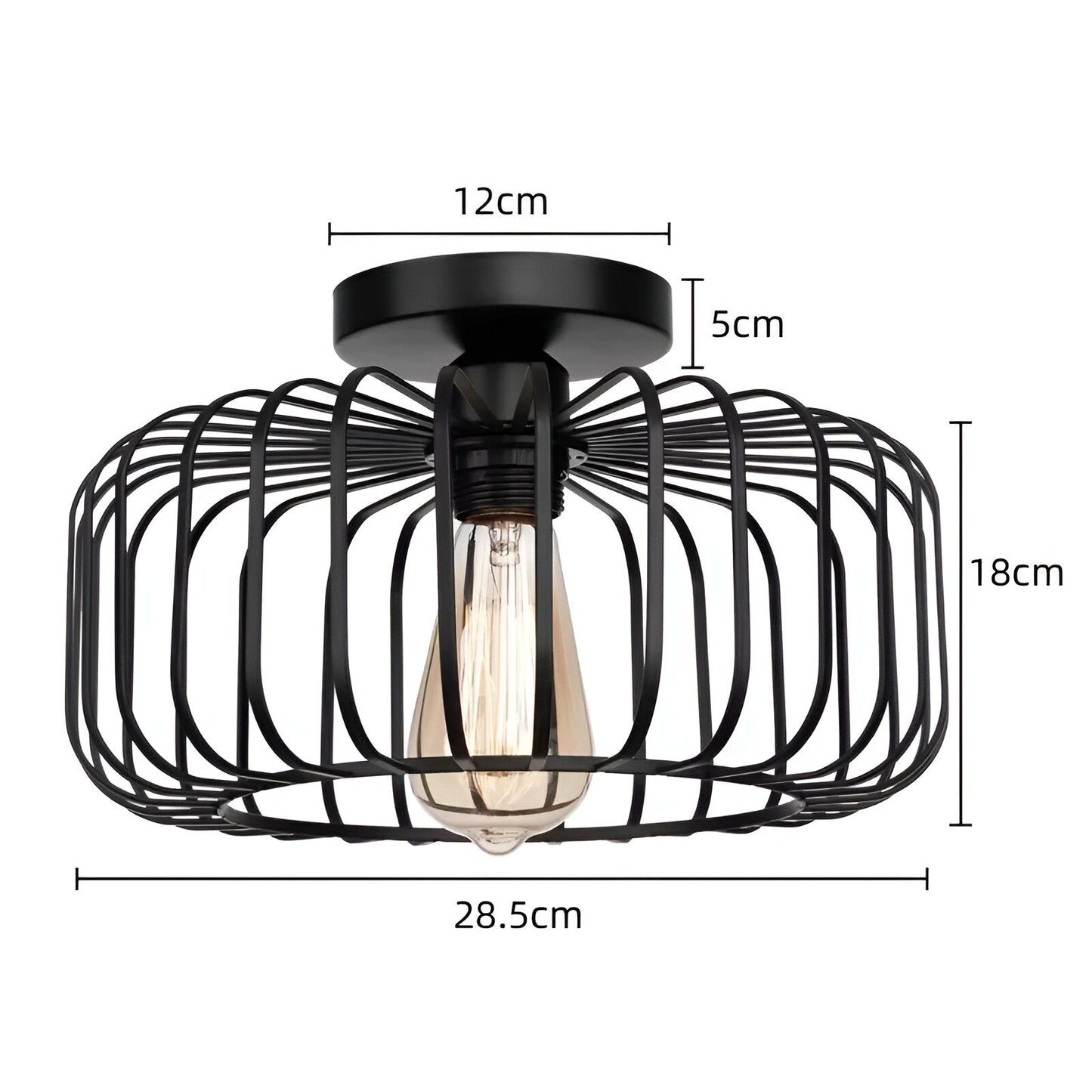 Cageon | Zwarte Plafondlamp Industriële Kooi Stijl