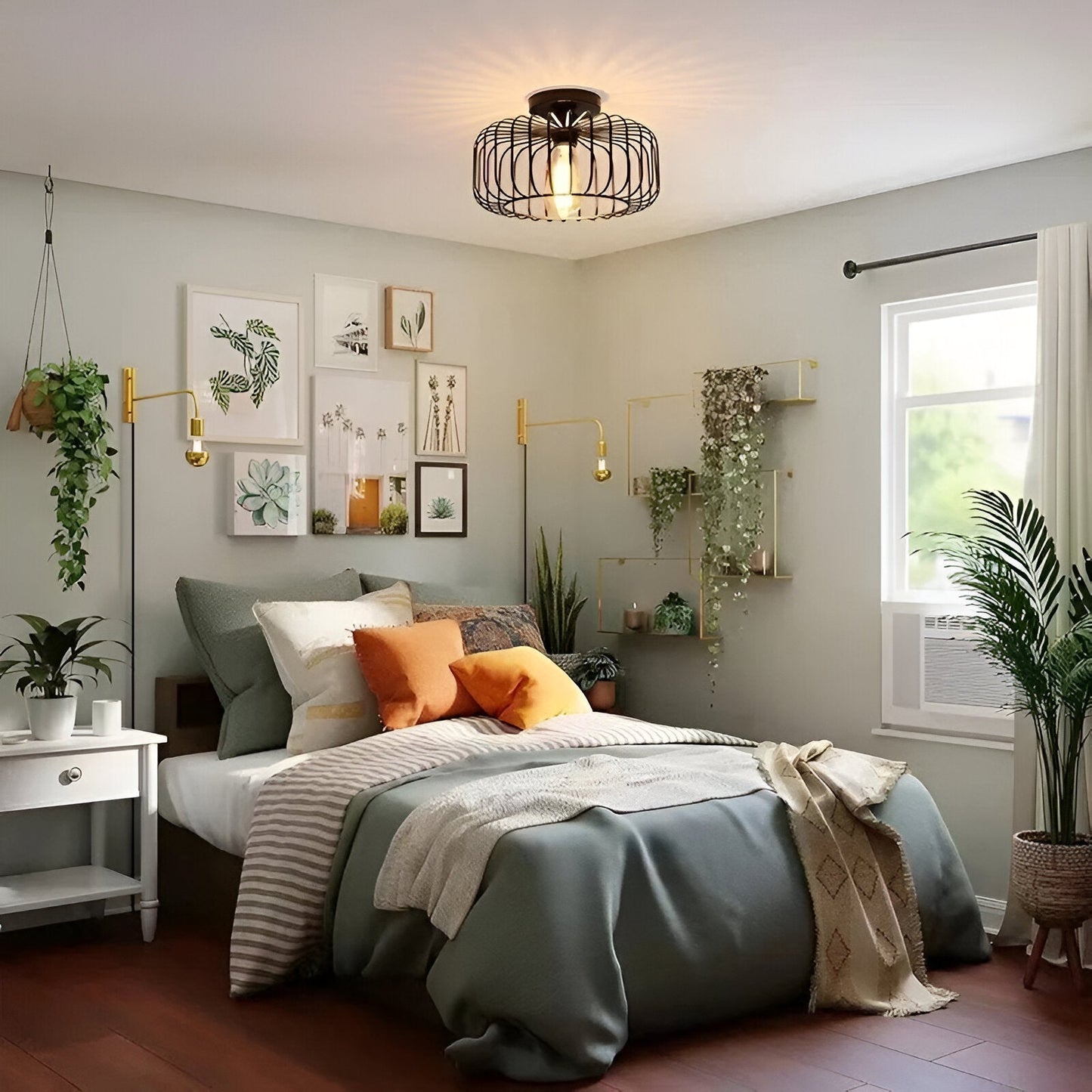 Cageon | Zwarte Plafondlamp Industriële Kooi Stijl