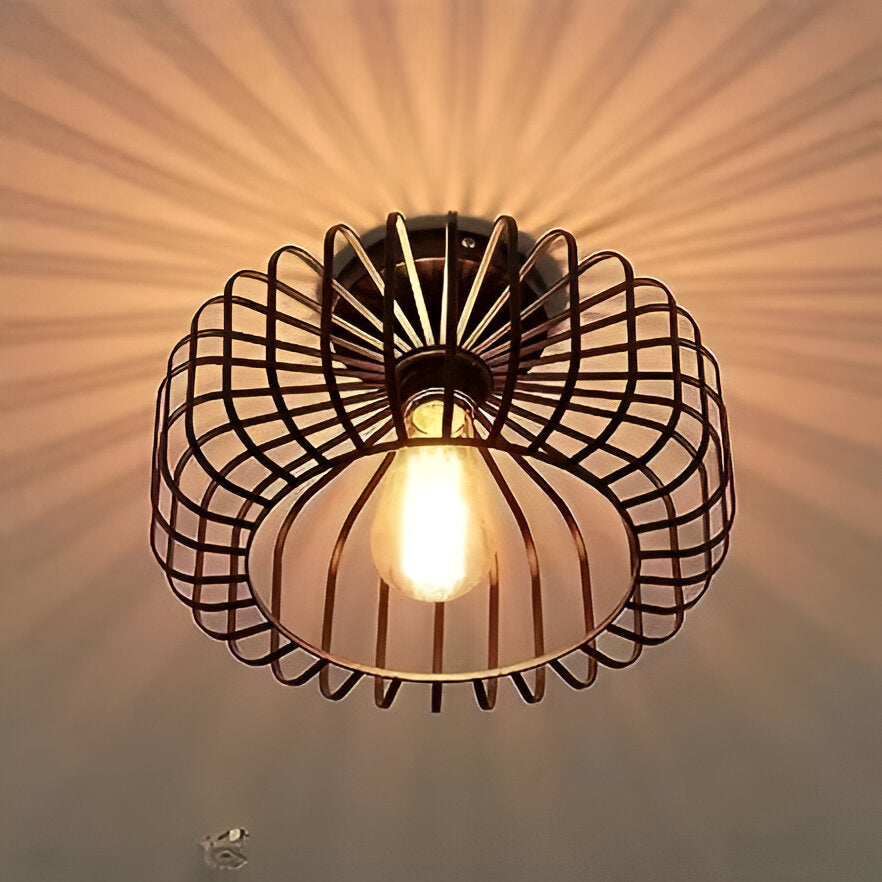 Cageon | Zwarte Plafondlamp Industriële Kooi Stijl