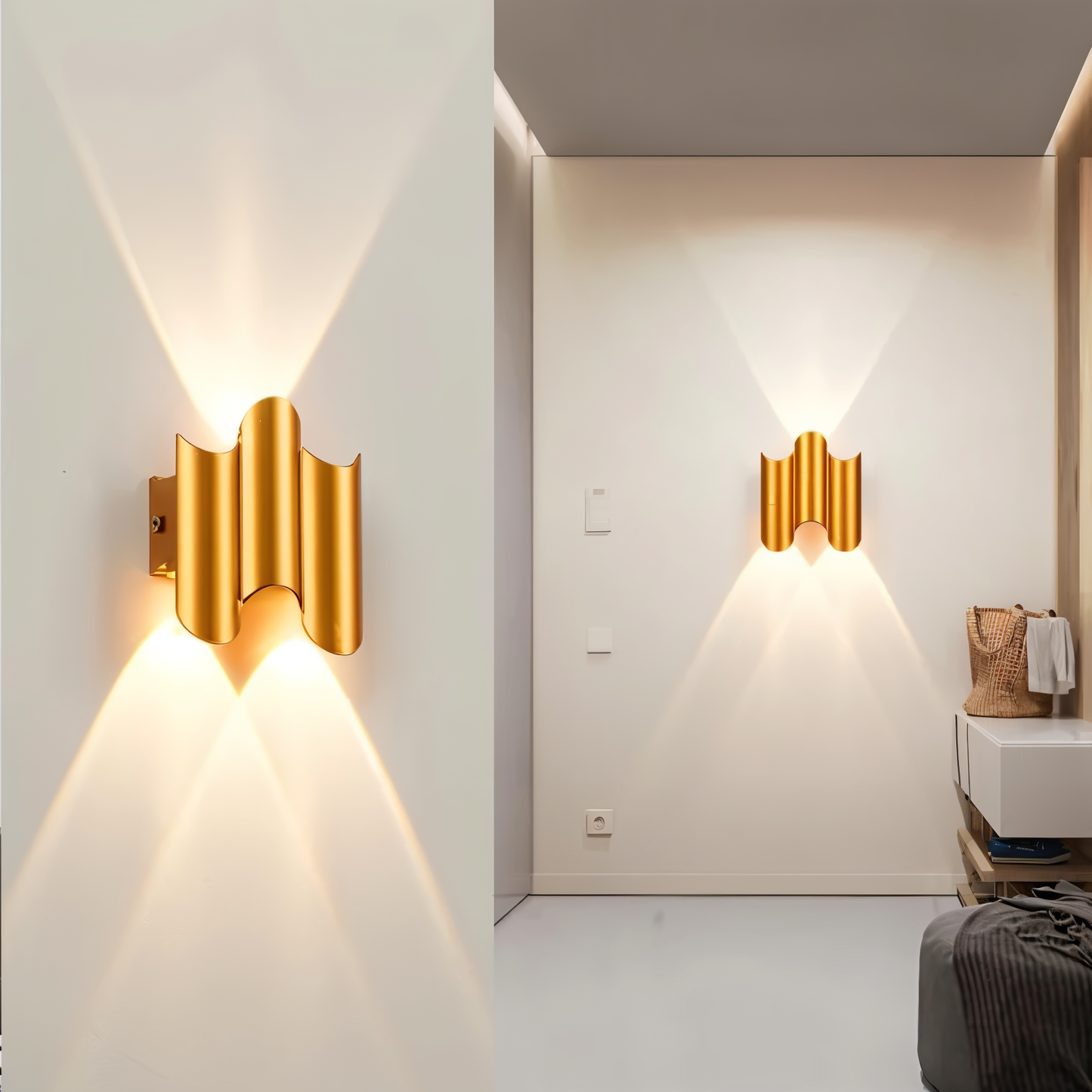 GlamAurora – Wandlamp Up-Down in Zwarte & Gouden afwerking