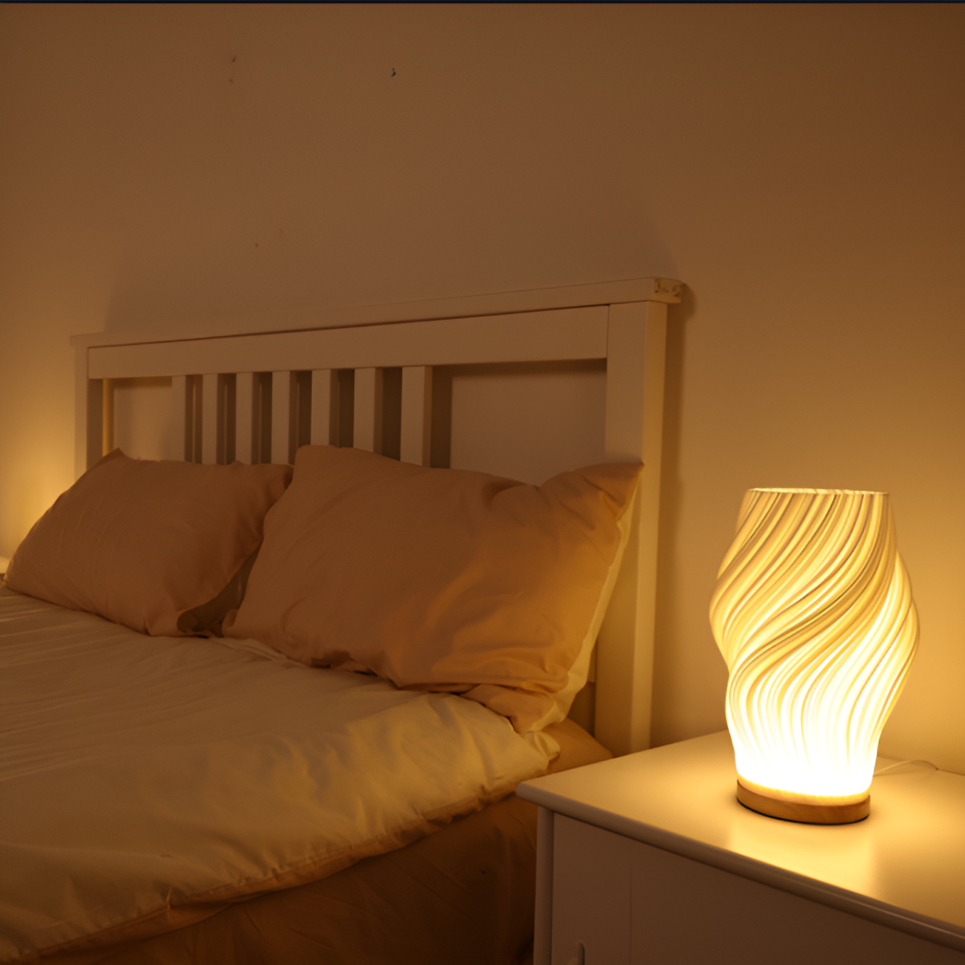 ÉclatVague – Moderne 3D-golflamp met elegant metalen voet