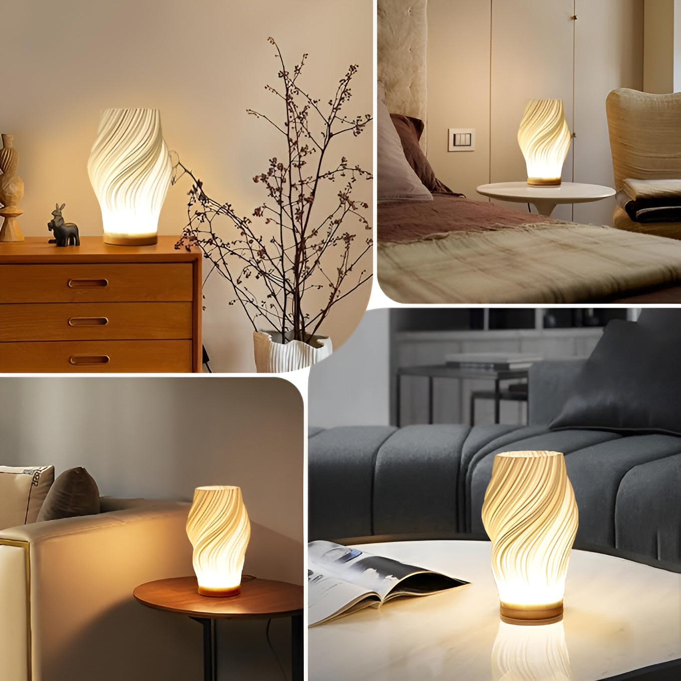 ÉclatVague – Moderne 3D-golflamp met elegant metalen voet