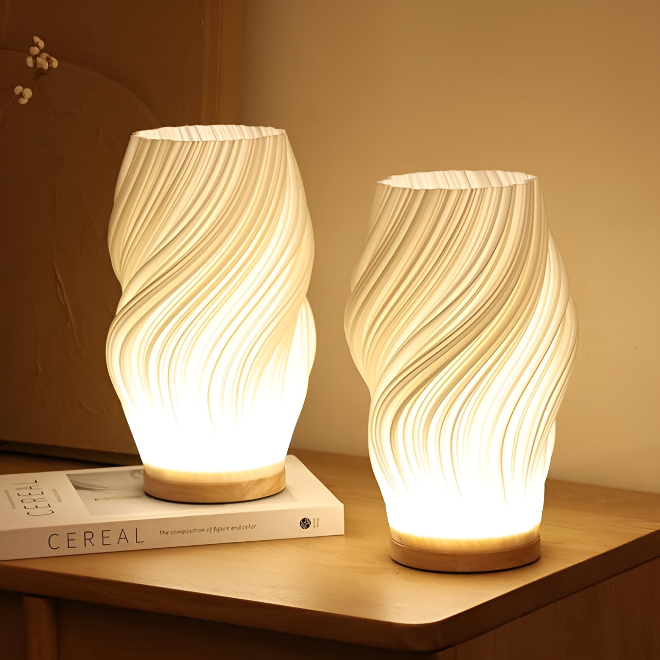 ÉclatVague – Moderne 3D-golflamp met elegant metalen voet